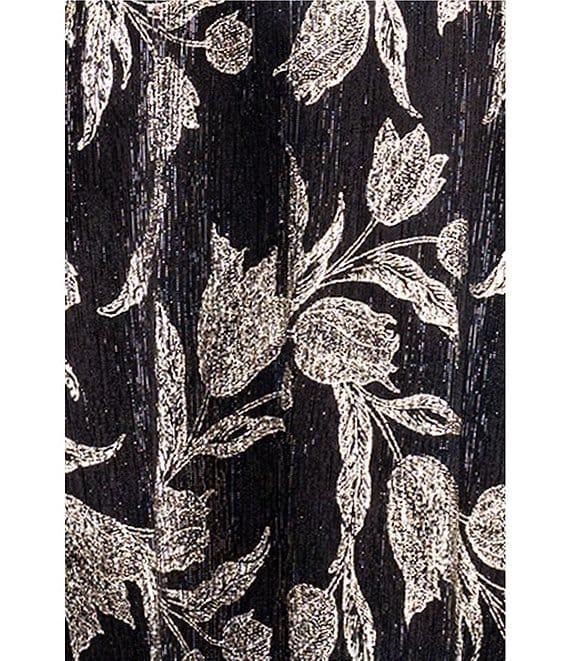 Betsy & Adam Petite Size Metallic Print Crinkled Halter Neck Dress Product Image