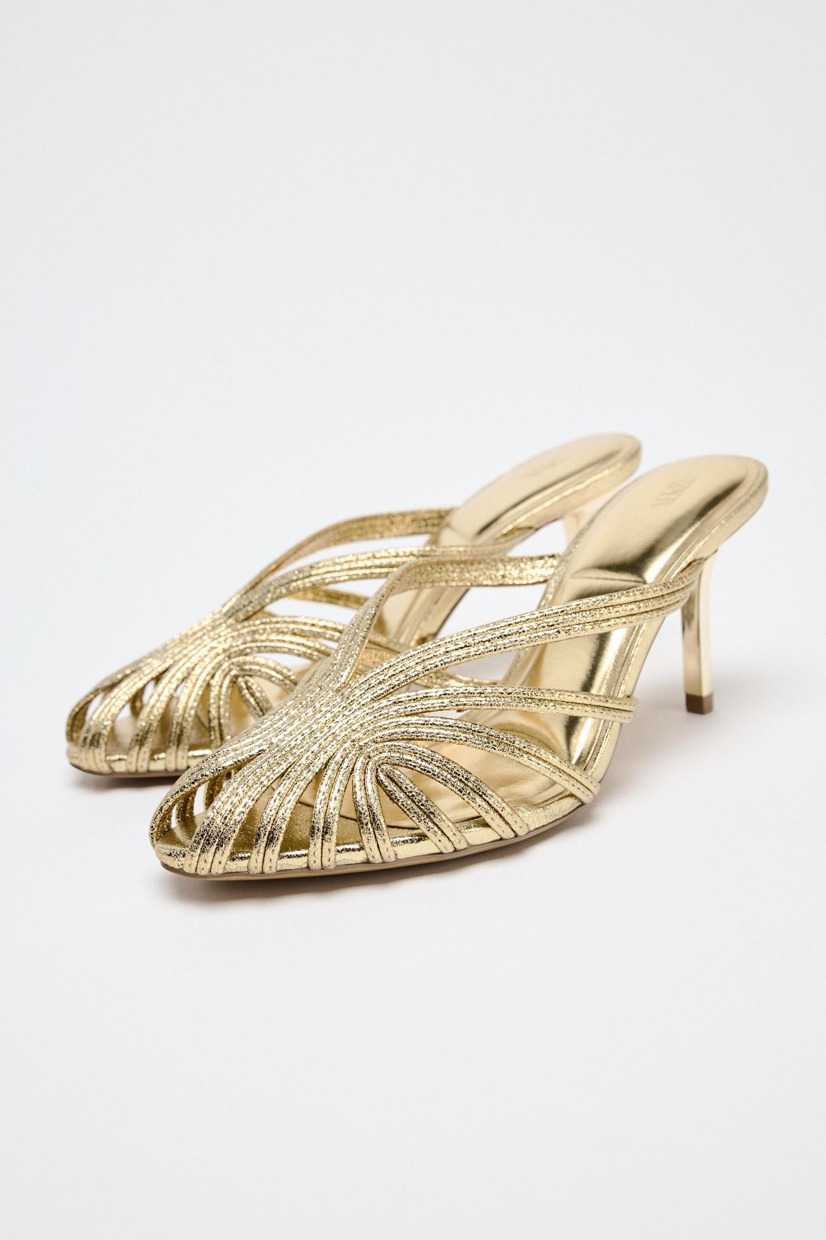 METALLIC EFFECT STILETTO HEEL SANDALS Product Image