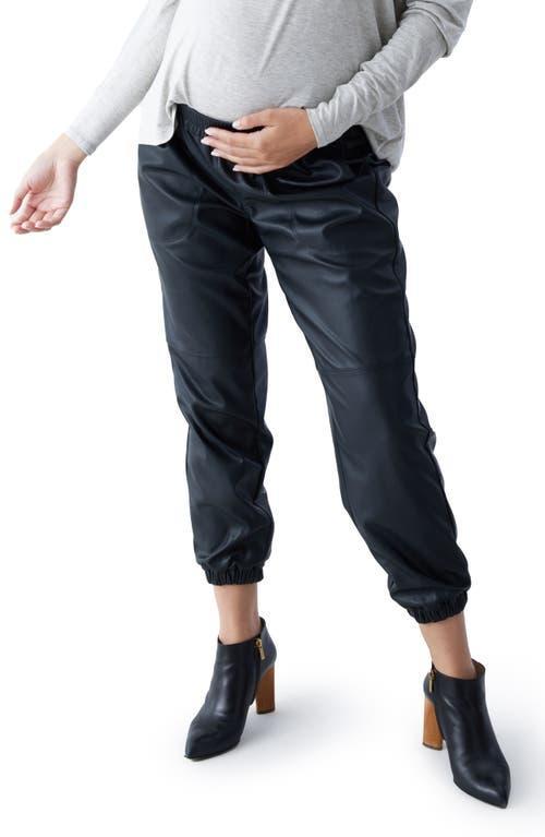 Ingrid & Isabel Faux Leather Ankle Jogger Maternity Pants Product Image
