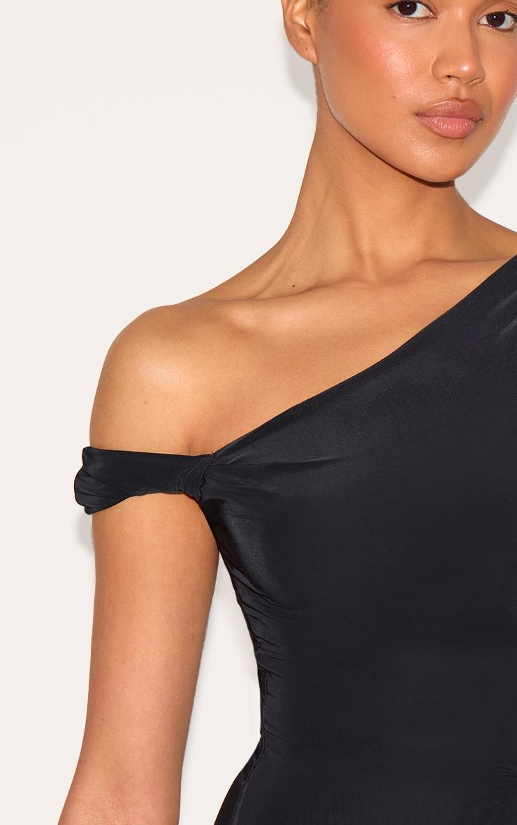 Black Double Layer Slinky Twist Bodycon Dress Product Image