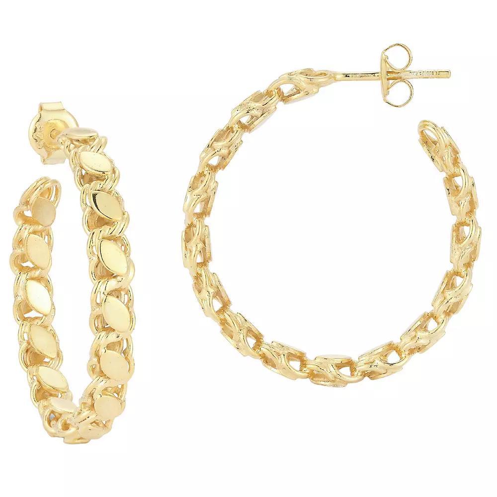 Sunkissed Sterling 14k Gold Over Silver Textured Large Hoop Earrings, Women's, Silver Tone Product Image