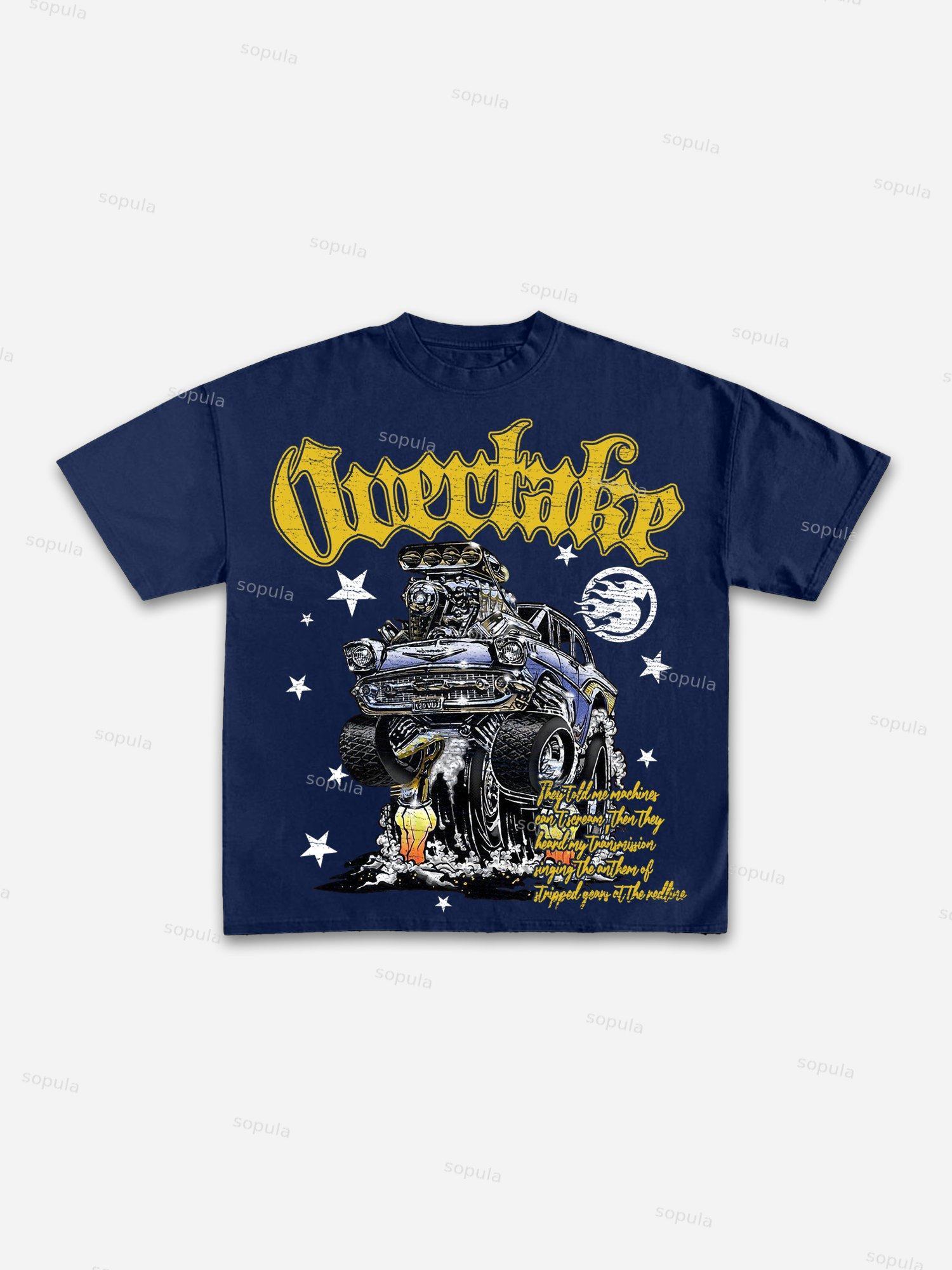 Over Take Racing Graphic Cotton T-shirt Product Image