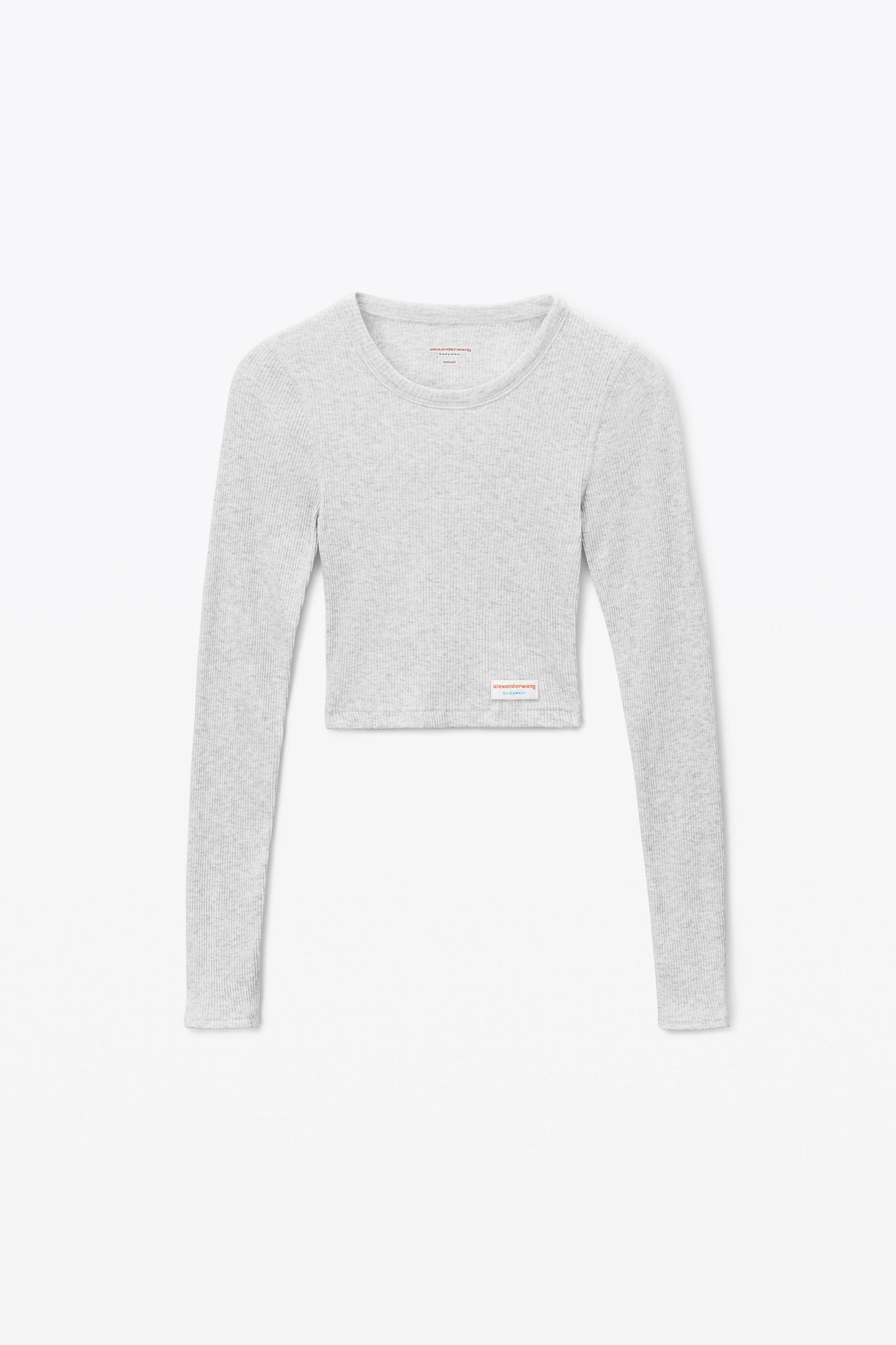 Cropped Long-sleeve Tee In Ribbed Cotton Jersey Product Image