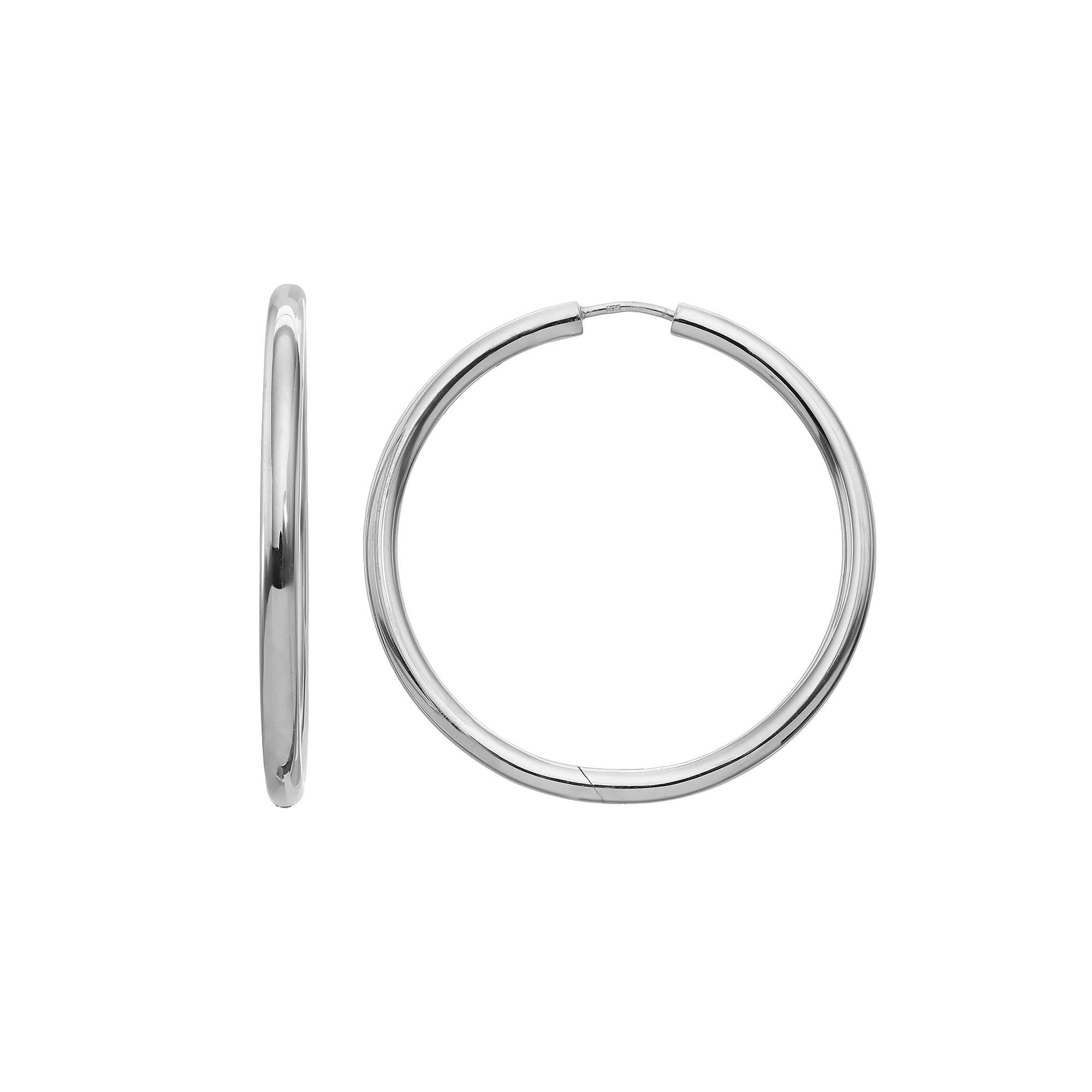 Sterling Silver Endless Hoop Earrings, Women's, White Over Silver Product Image