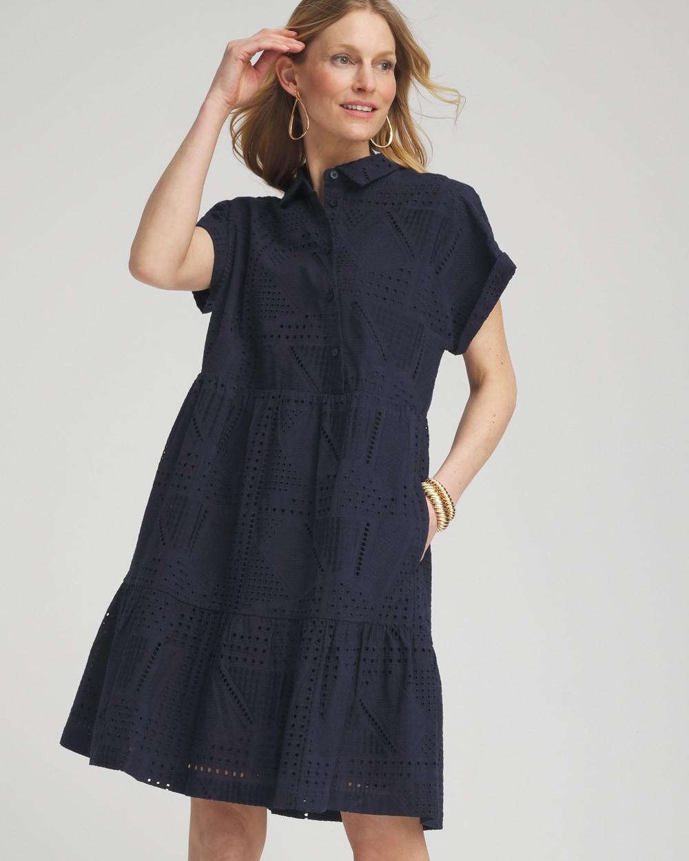 Poplin Diagonal Button Front Dress Product Image
