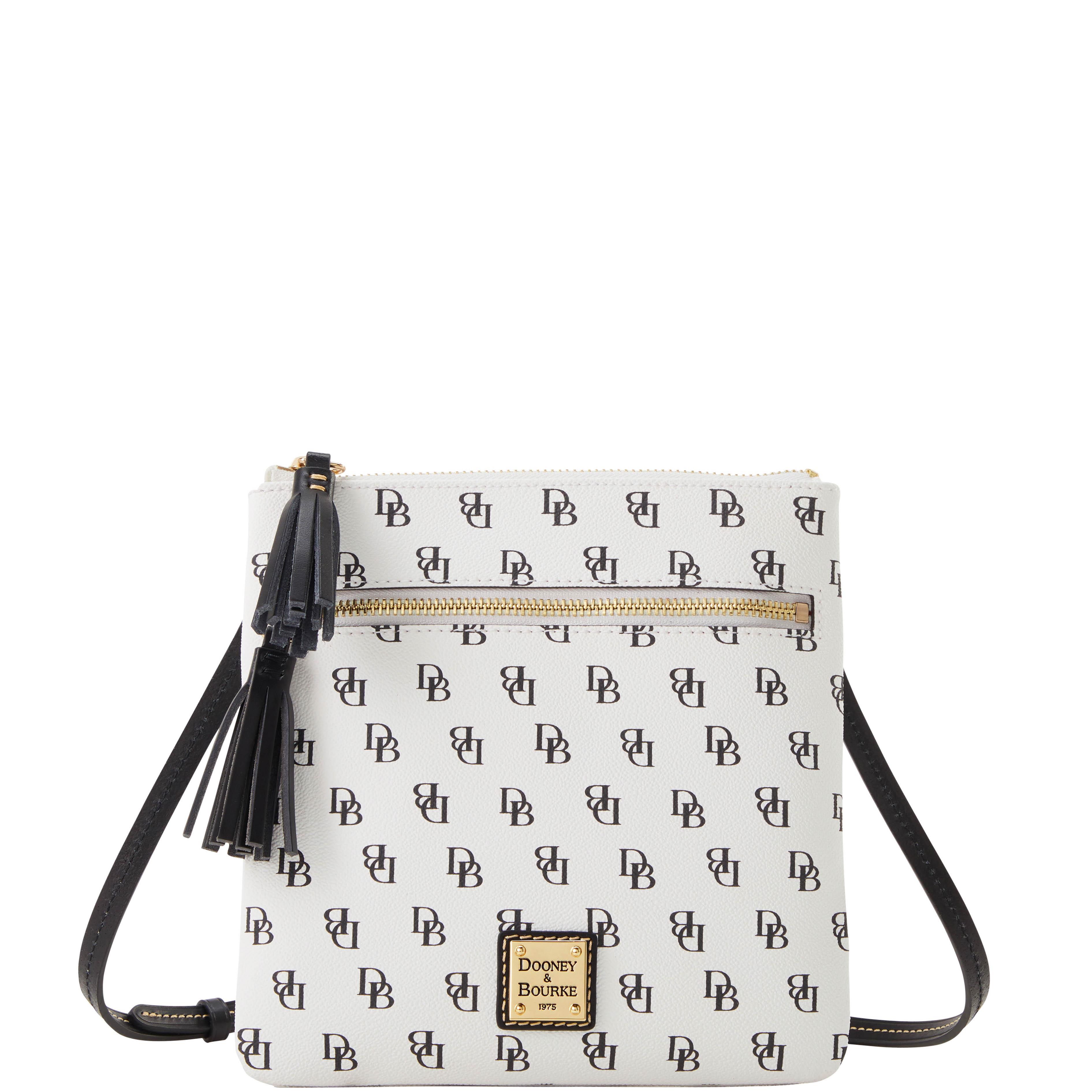 Dooney & Bourke Womens Gretta Double Zip Tassel Crossbody Coated Cotton Shoulder Bag in Bone Product Image