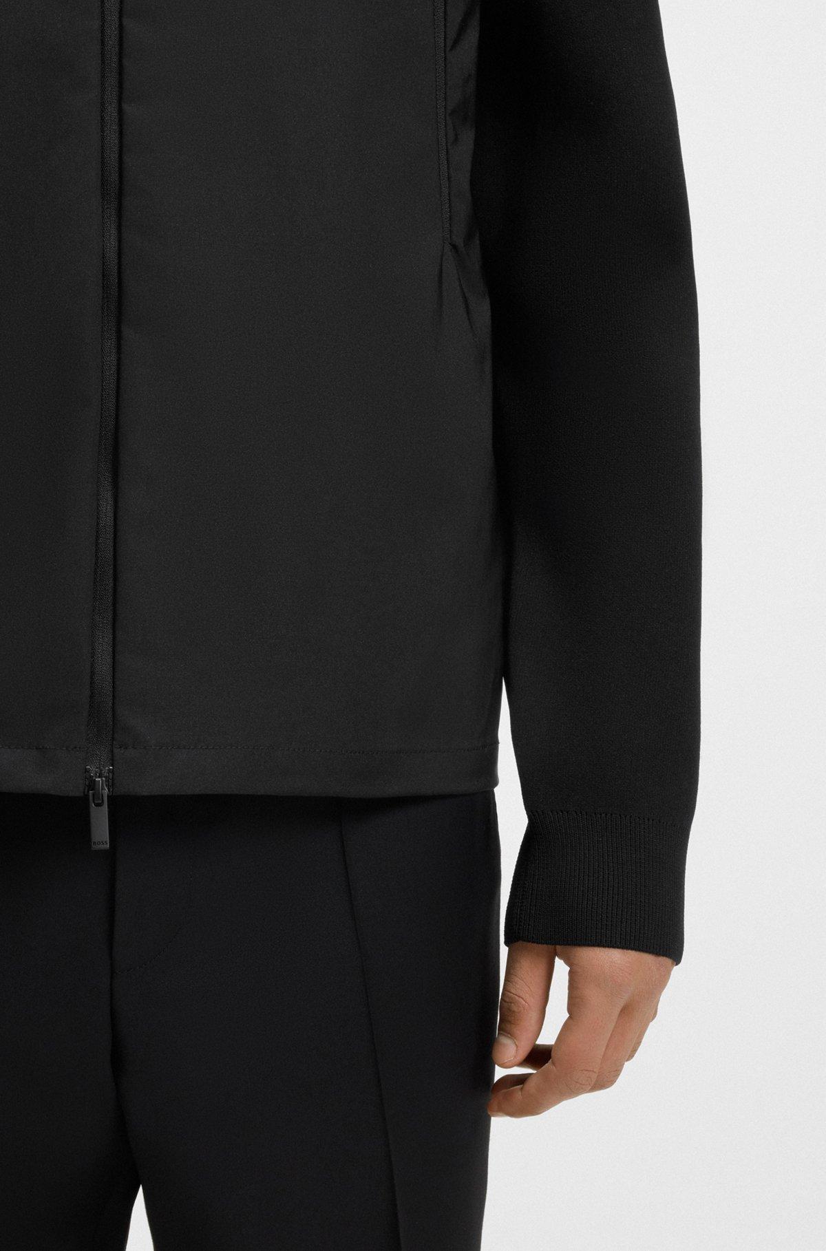 BOSS - Regular-fit hooded jacket with weather protection - Black Product Image