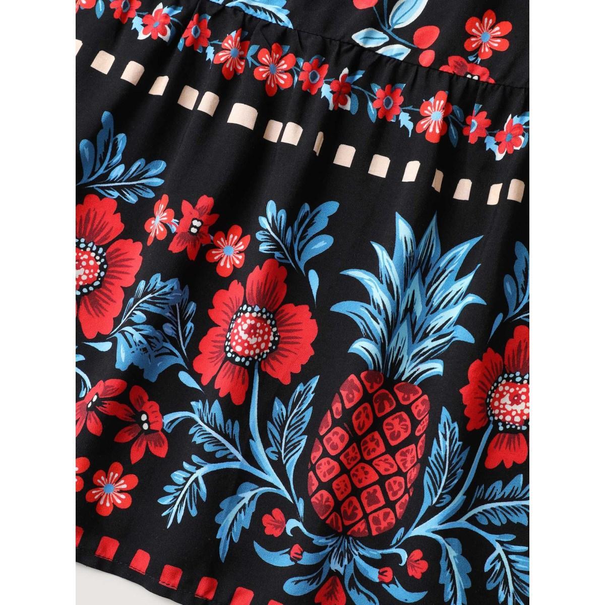 Plus Size Boho Print Shoulder Tie Midi Dress Multicolor Women Gathered V-neck Sleeveless Curvy BloomChic 28/5X Product Image