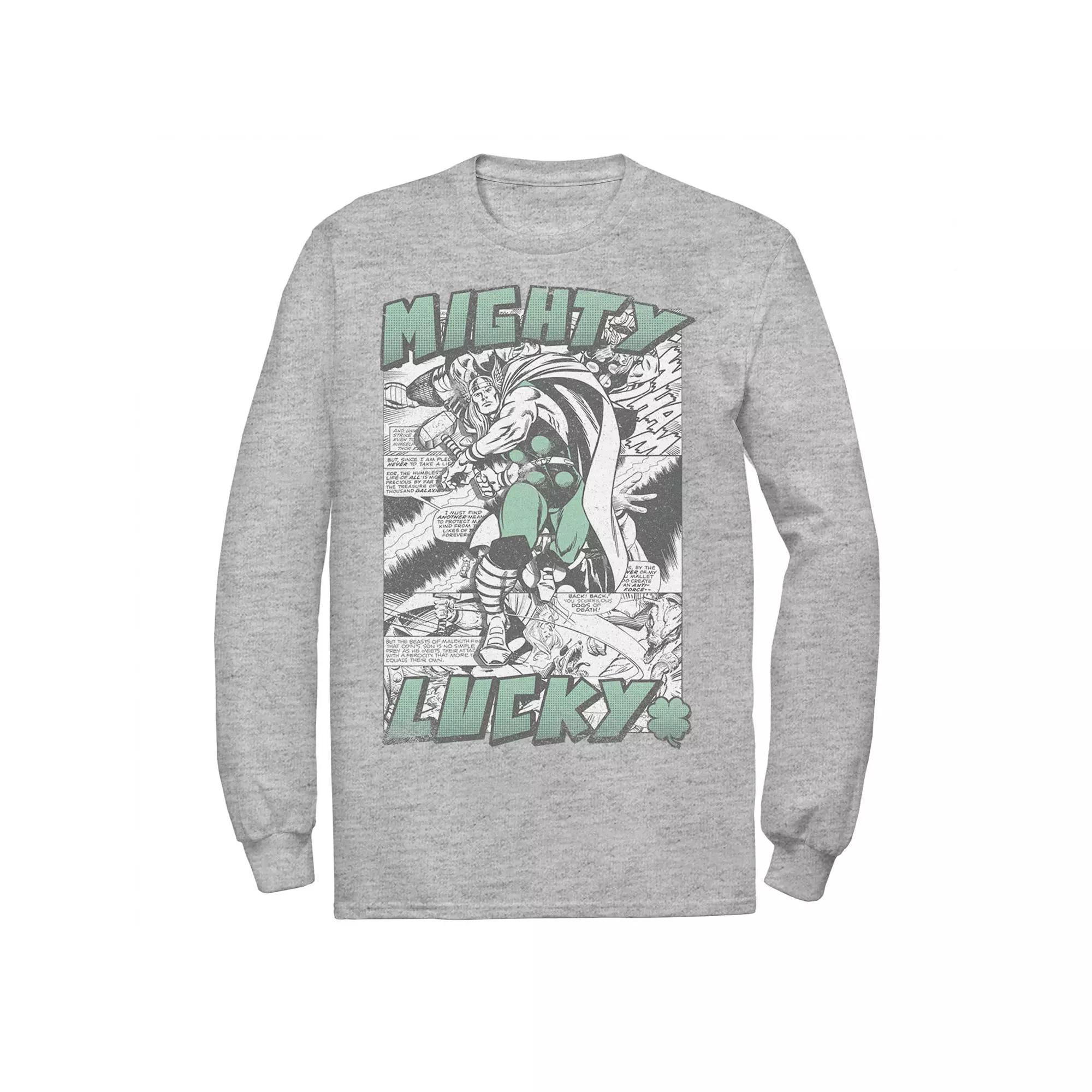 Men's Marvel Thor Mighty Lucky St. Patrick's Tee, Size: Small, Athletic Grey Product Image