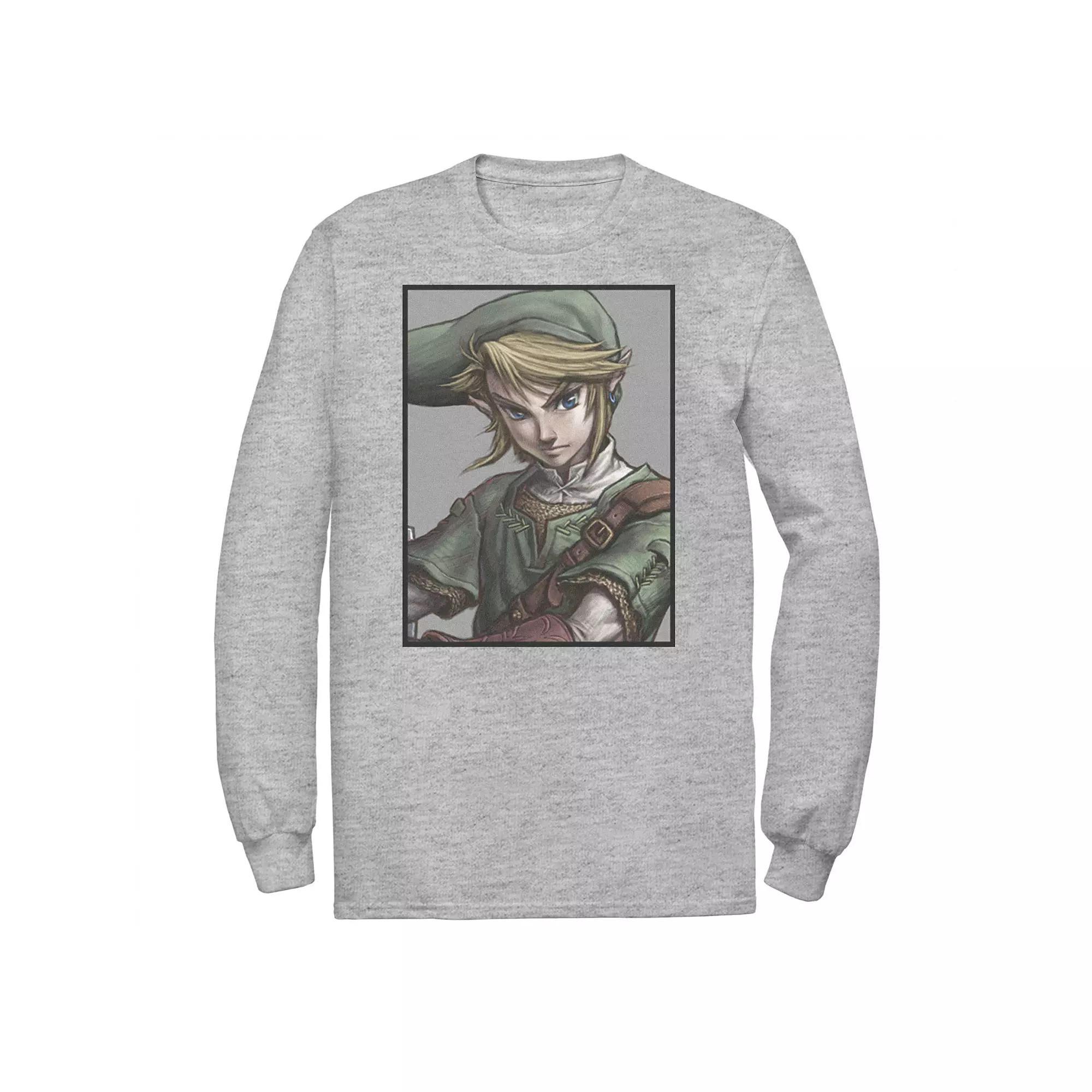 Big & Tall The Legend Of Zelda Link Portrait Long Sleeve, Men's, Size: Large Tall, Athletic Grey Product Image