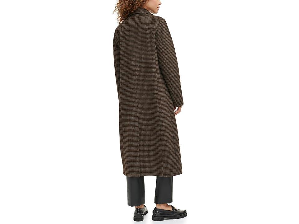Levi's(r) Long Length Wool Blend Hooded Coat (Black/Seal /Dune Houndstooth) Women's Clothing Product Image
