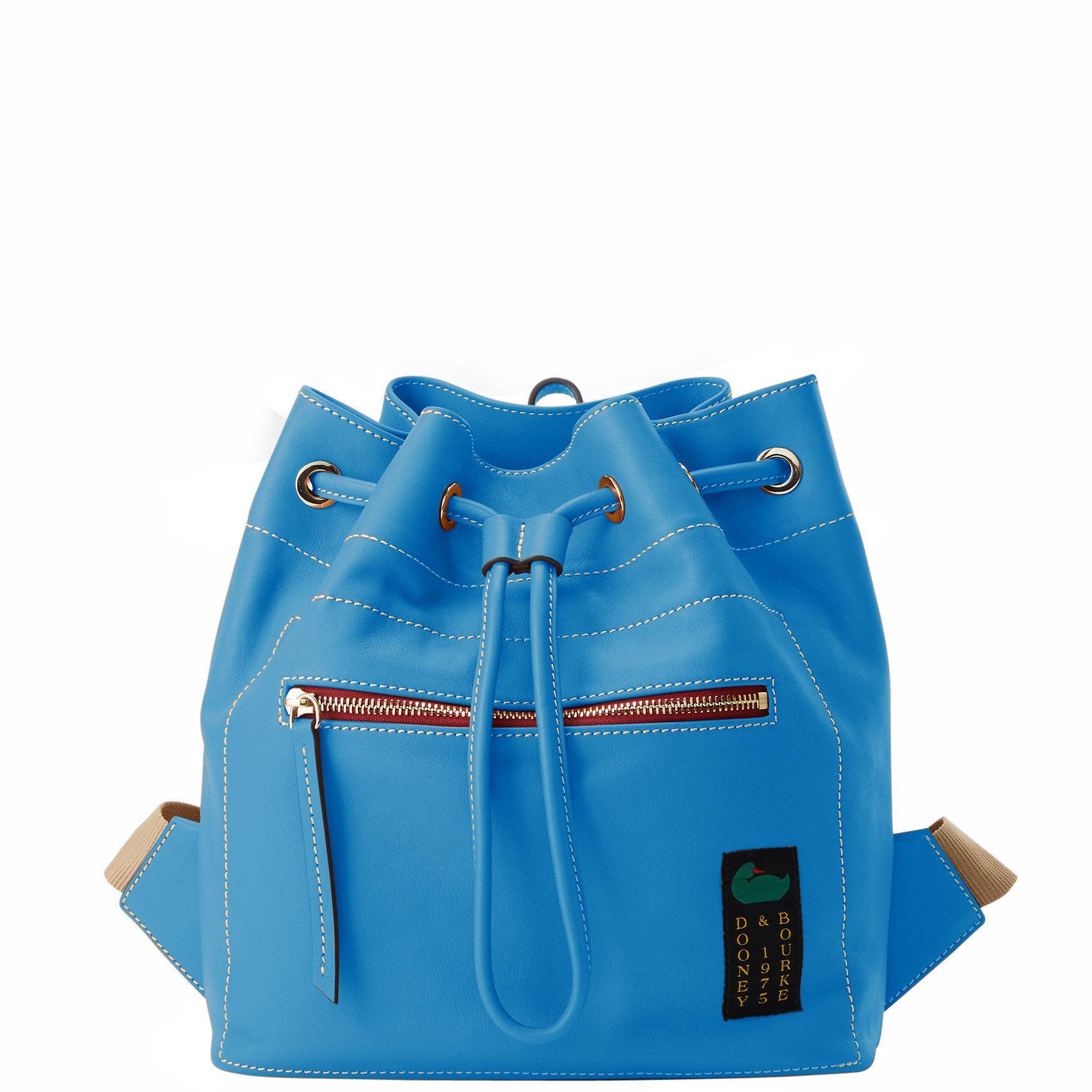 Dooney & Bourke Womens Penrose 2 Drawstring Leather Backpack in Ocean Product Image