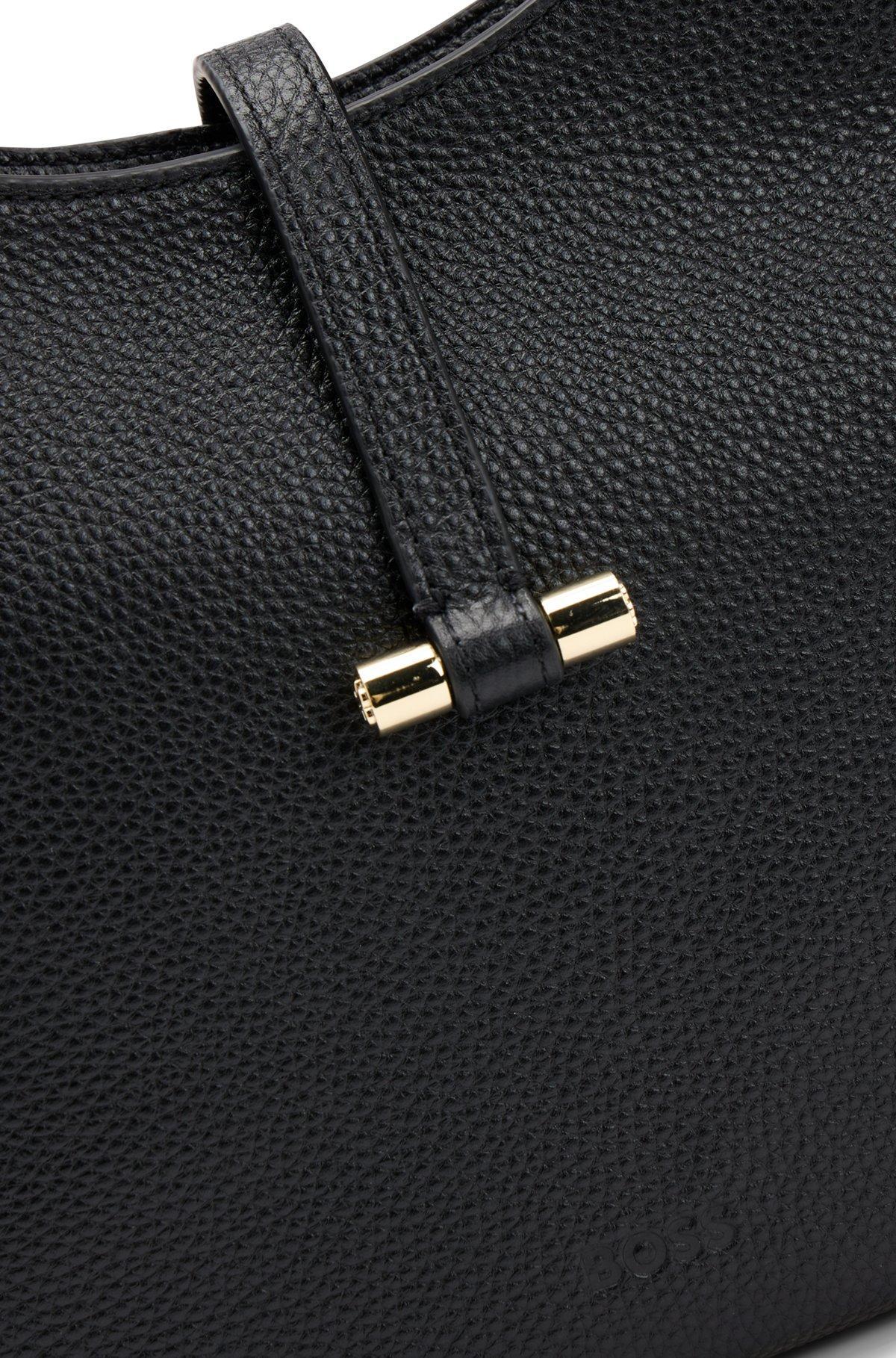 Pebbled-leather hobo bag with golden hardware Product Image