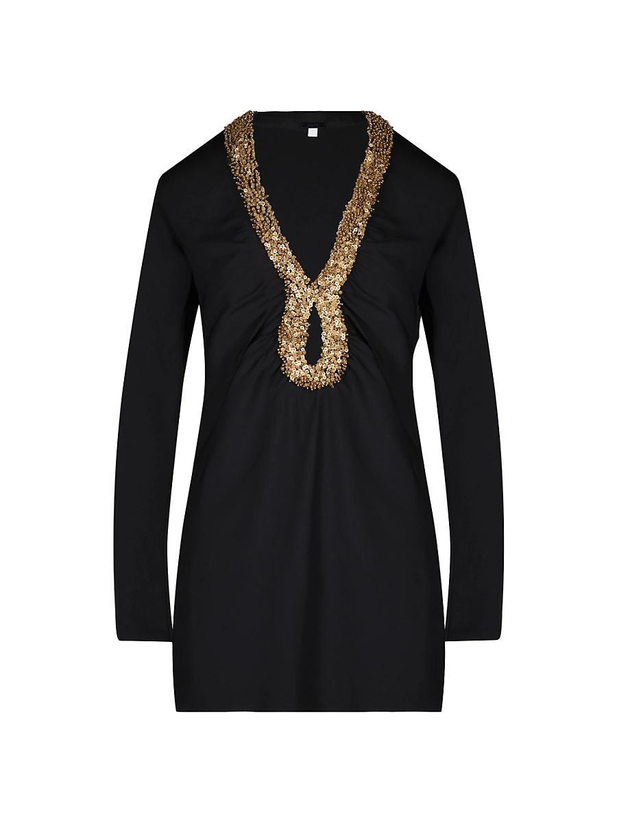 Womens Eugne Sequined Long-Sleeve Minidress Product Image