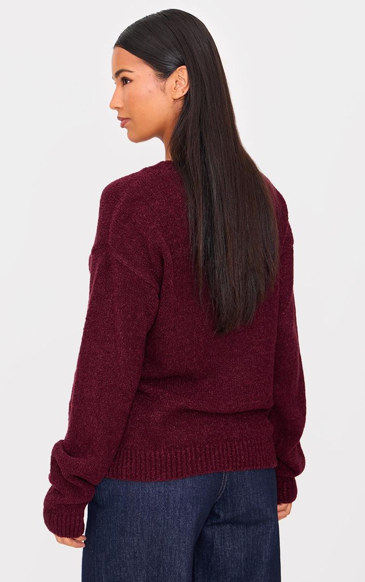 Burgundy Boucle Knit Oversized Sweater Product Image