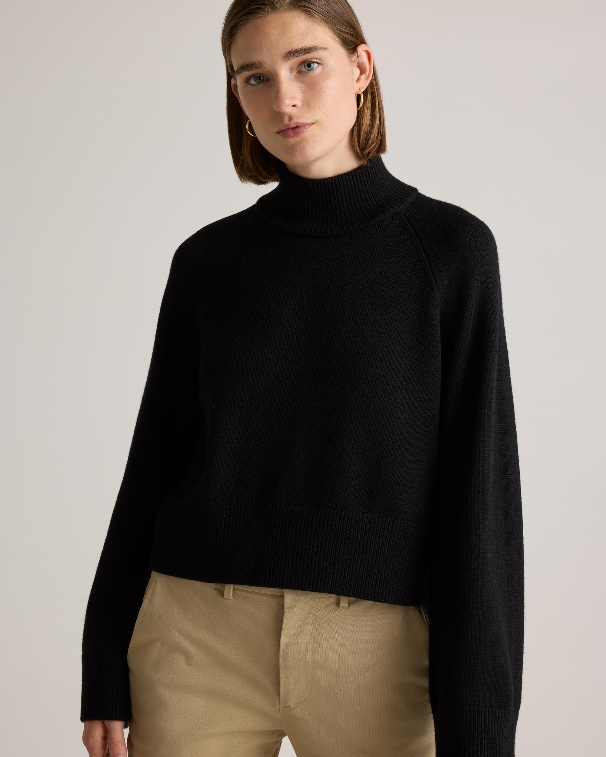 Quince | Women's Australian Merino Wool Cropped Mock Neck Sweater Product Image