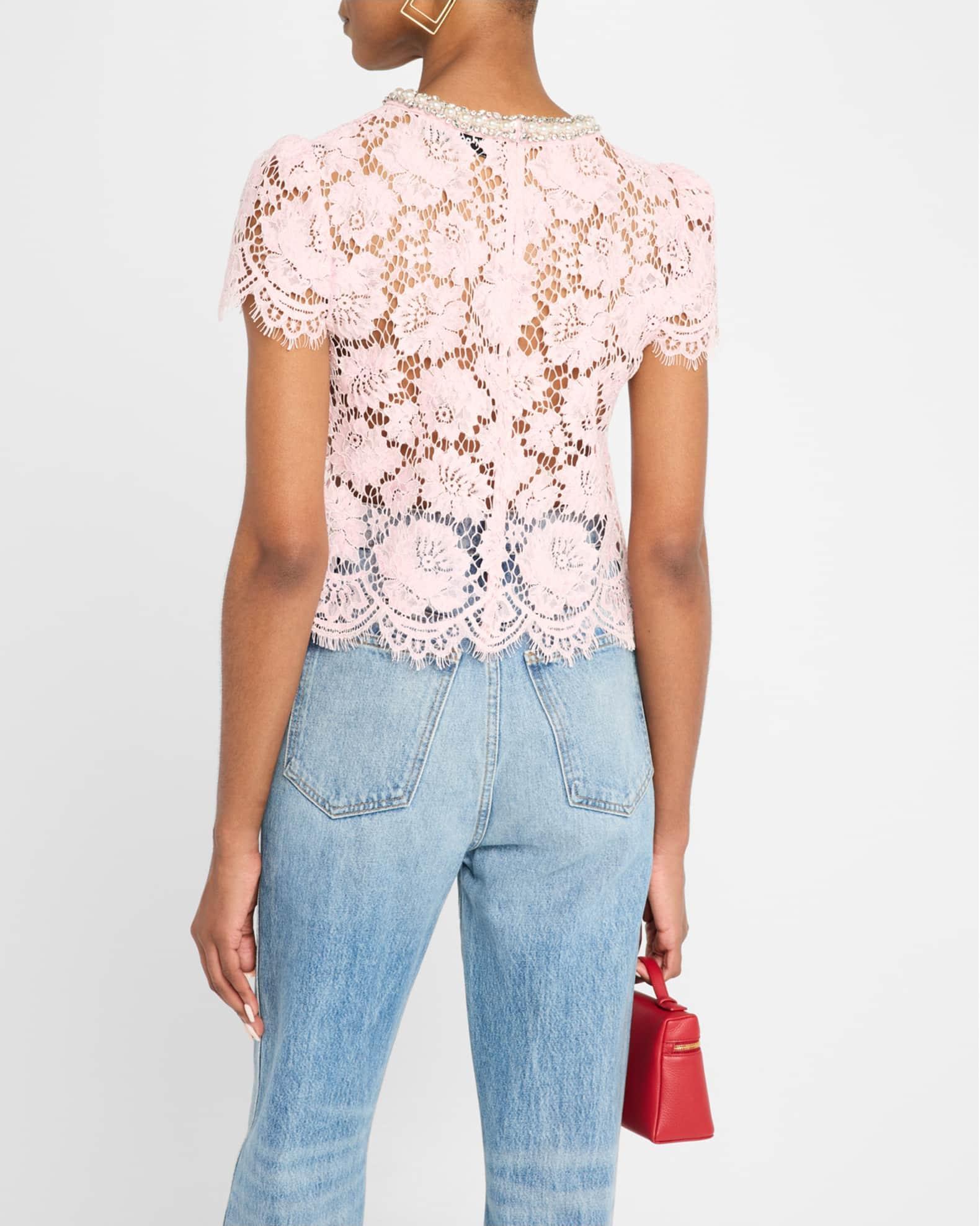 Embellished Sheer Lace Top Product Image