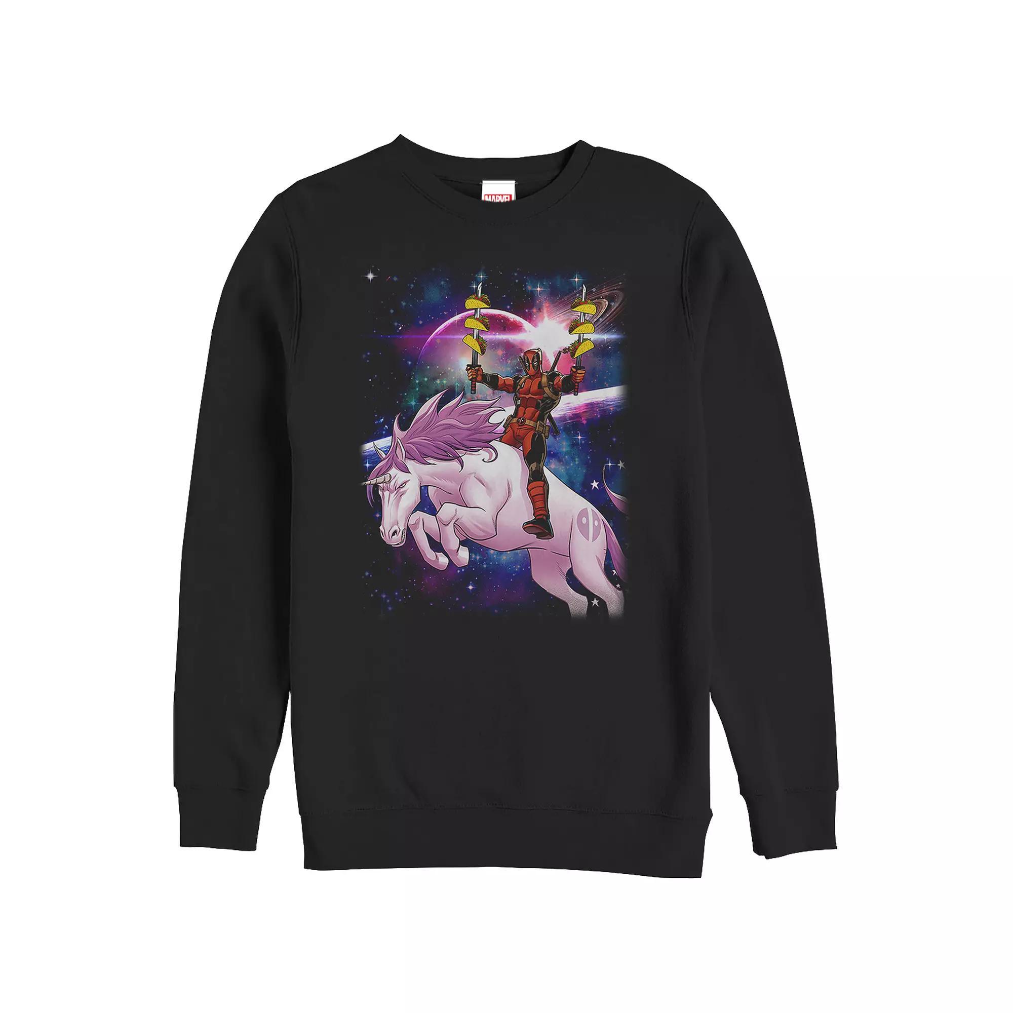 Big & Tall Marvel Deadpool Pink Unicorn Ride Graphic Fleece, Men's, Size: 3XB, Black Product Image