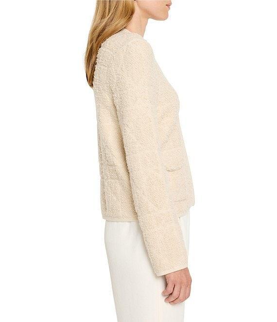 NIC + ZOE Diamond Detail Round Neck Long Sleeve Sherpa Jacket Product Image