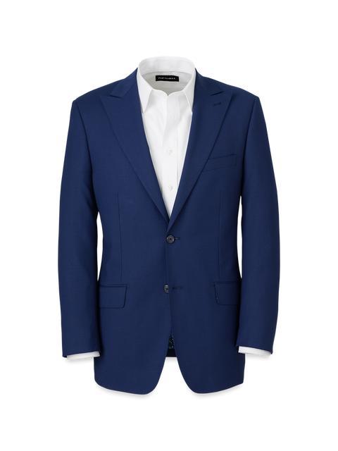Wool Stretch Bengaline Peak Lapel Suit Jacket - Blue Product Image