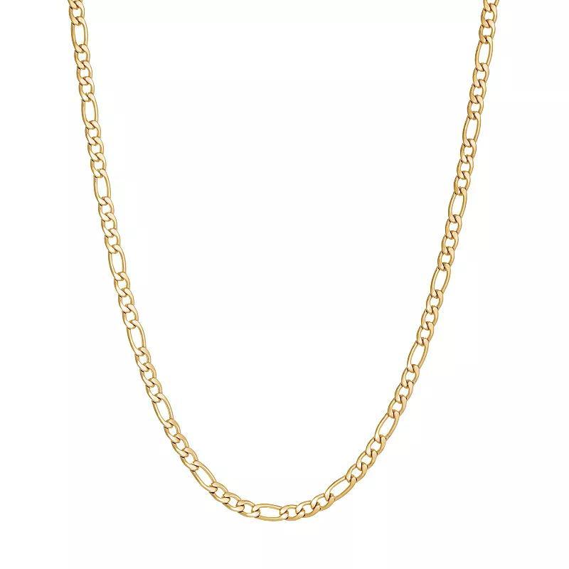 Mens LYNX Stainless Steel 3 mm Figaro Chain Necklace Gold Tone Product Image