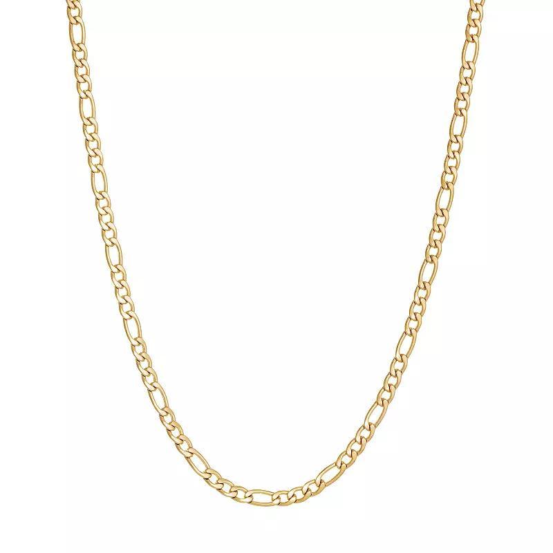 Mens LYNX Stainless Steel 3 mm Figaro Chain Necklace Gold Tone Product Image