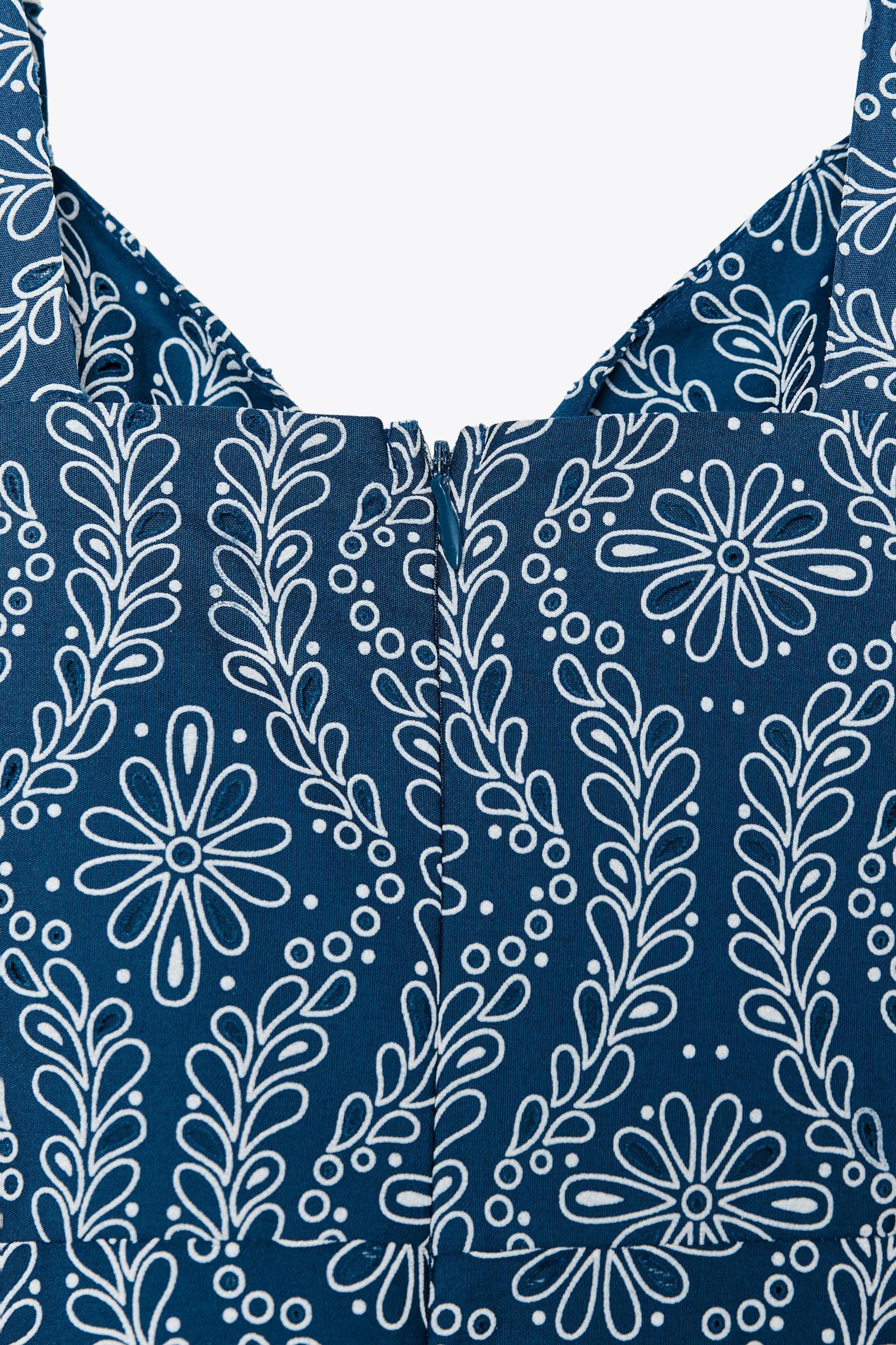 RUBBERIZED OPENWORK EMBROIDERY MIDI DRESS Product Image