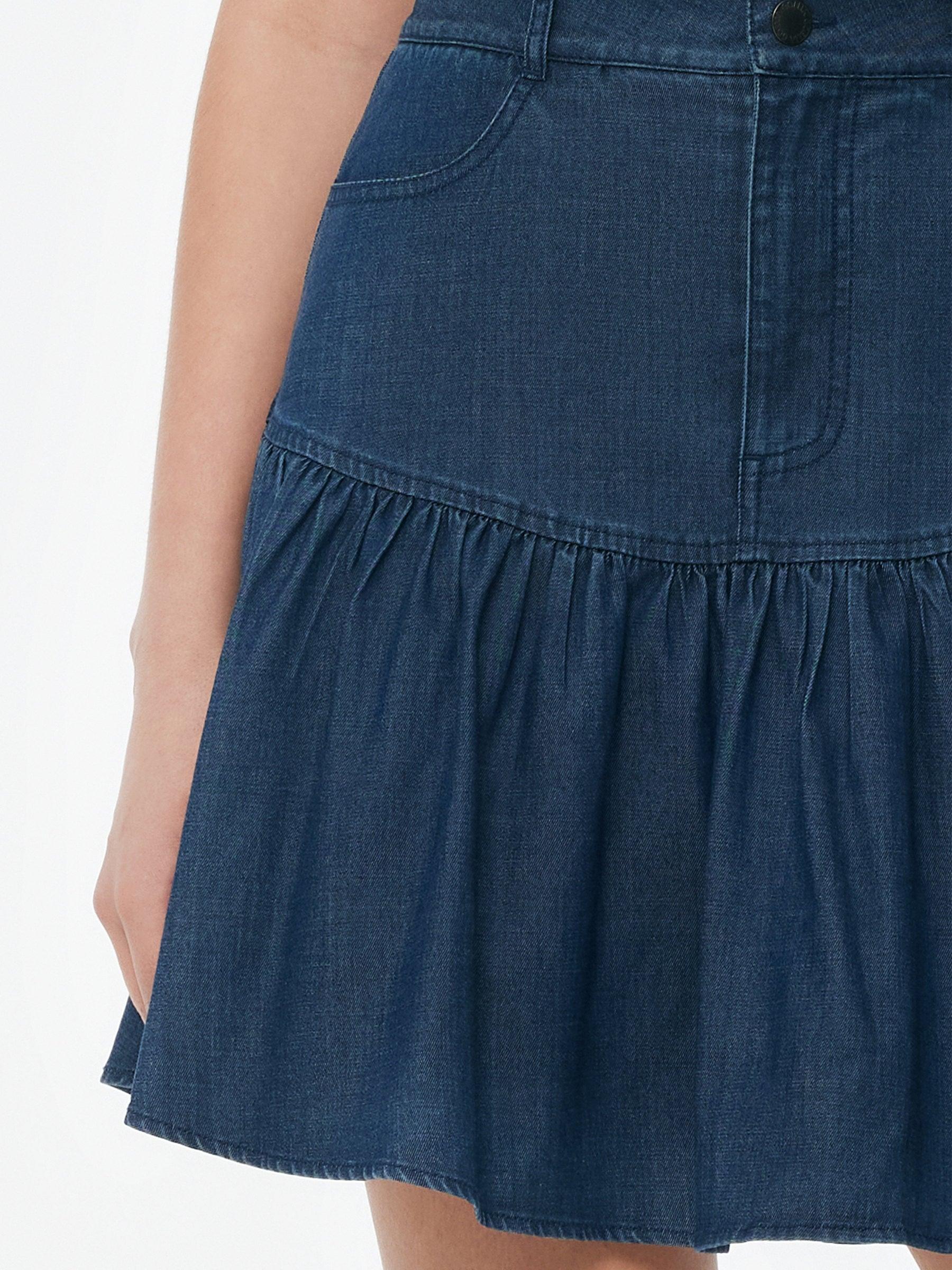 Denim Stretch Women Ruffle Mini Skirt Product Image