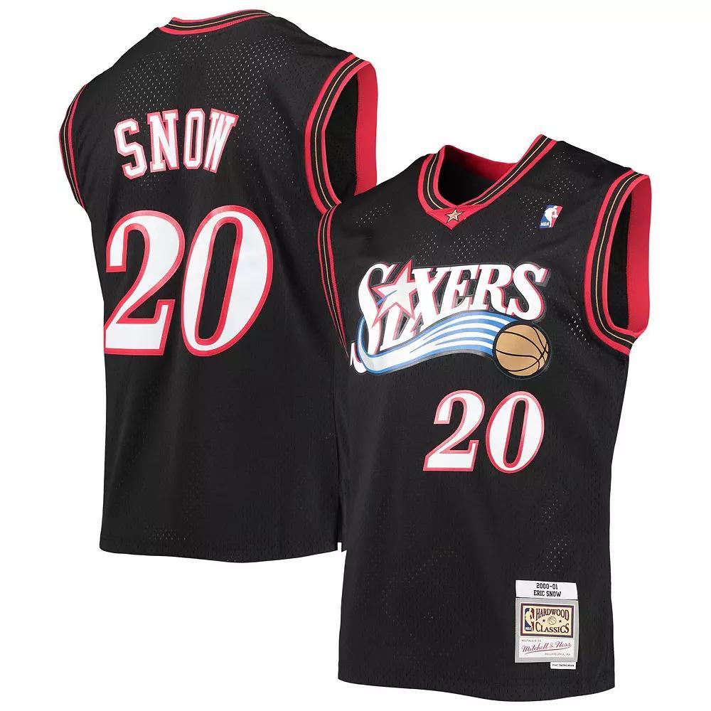 Men's Mitchell & Ness Eric Snow Black Philadelphia 76ers 2000-01 Hardwood Classics Swingman Jersey, Size: Medium, 76r Black Product Image