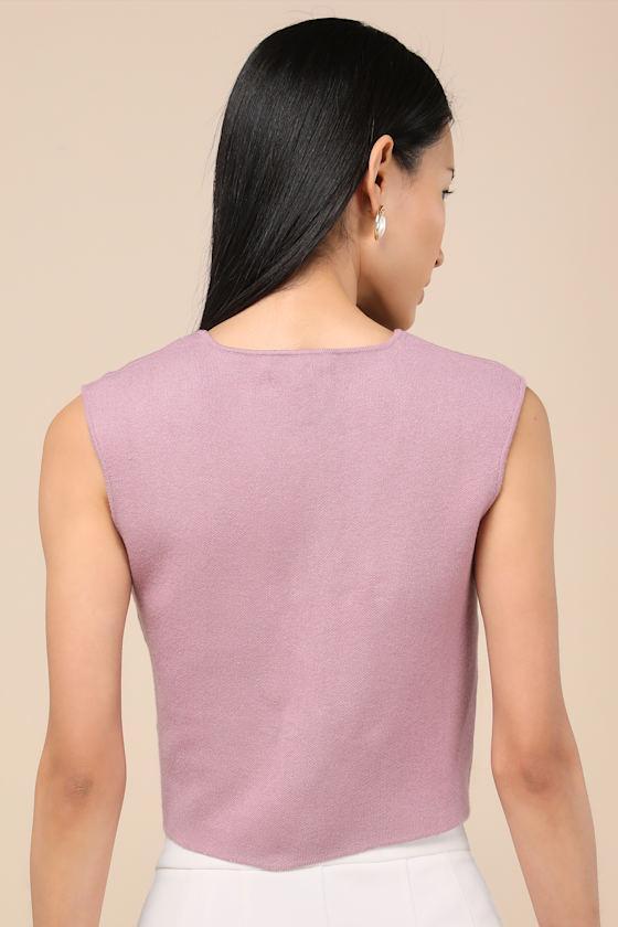 Reanna Dusty Lavender Button-Front Sweater Vest Top Product Image