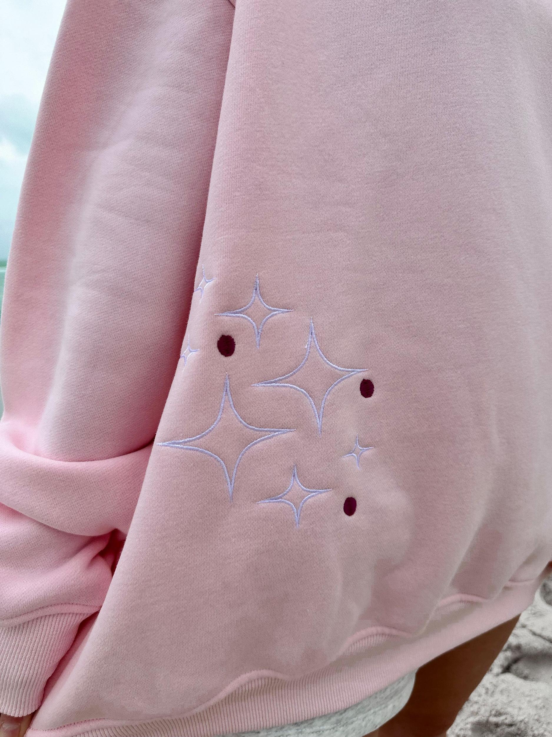 Light Pink Sunset Rays Embroider Sweatshirt Girls Product Image