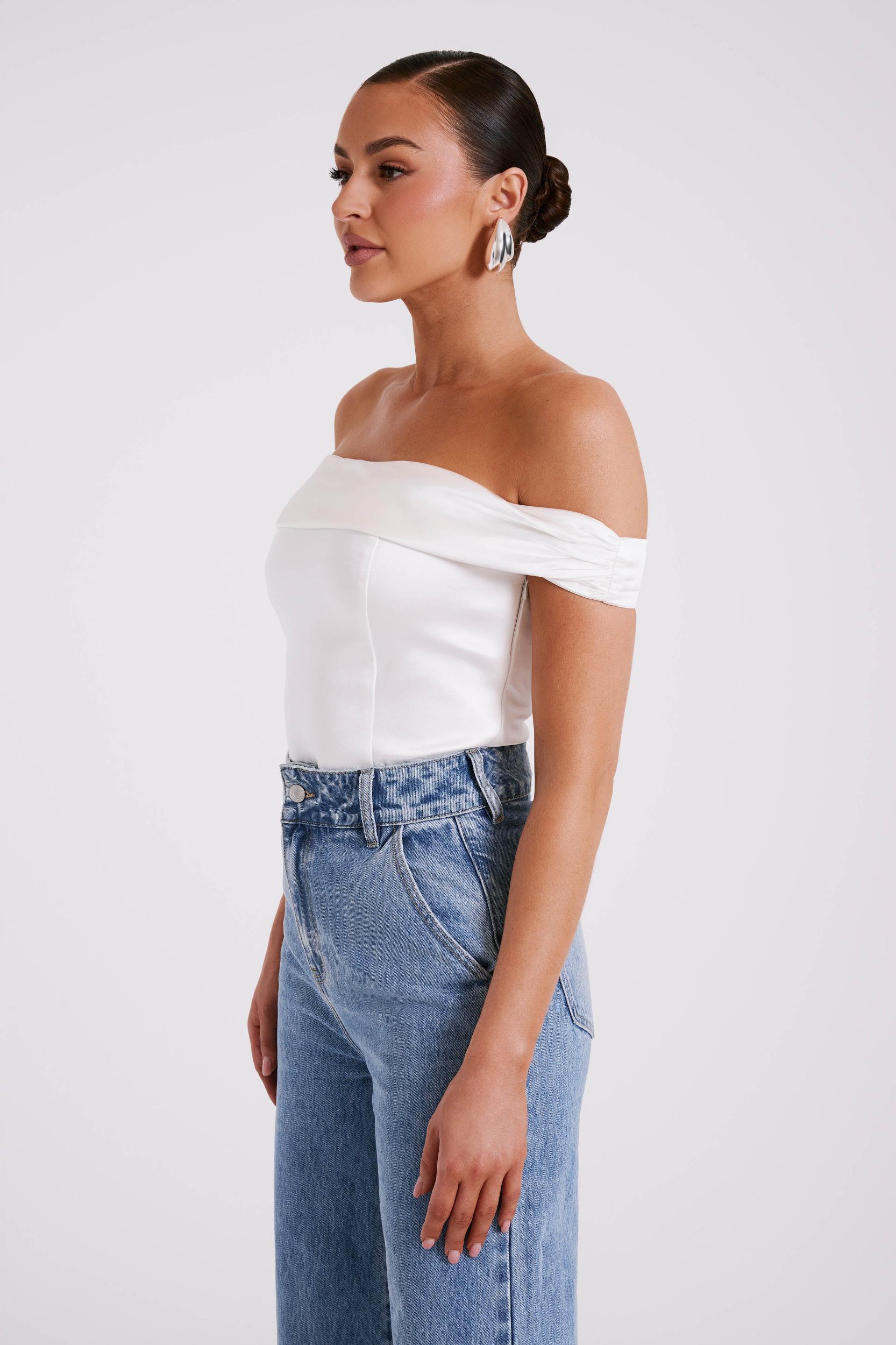 Anysa Satin Strapless Top - Ivory Product Image