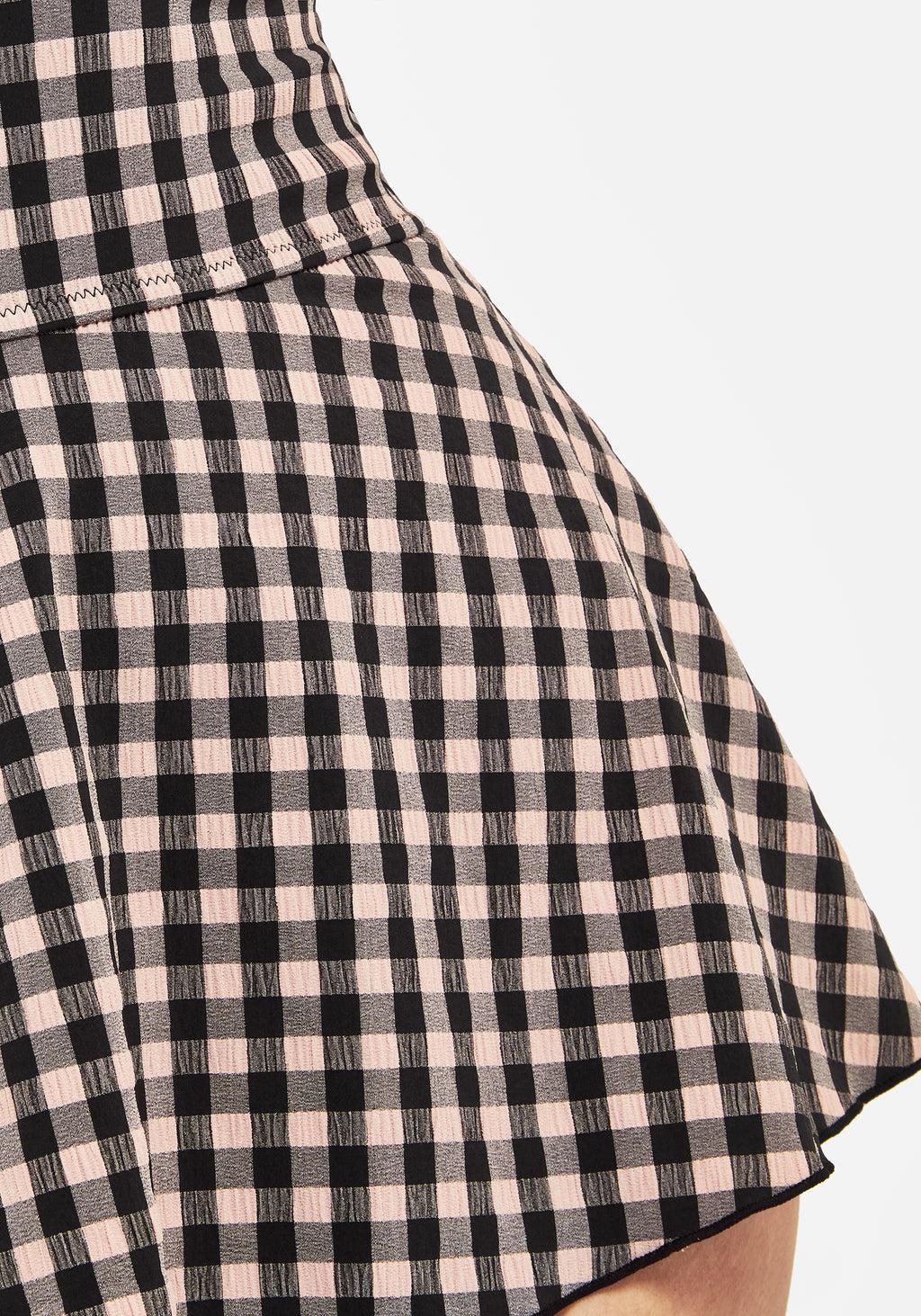 Terra Gingham Peplum Skirted Swimsuit - Pink Product Image