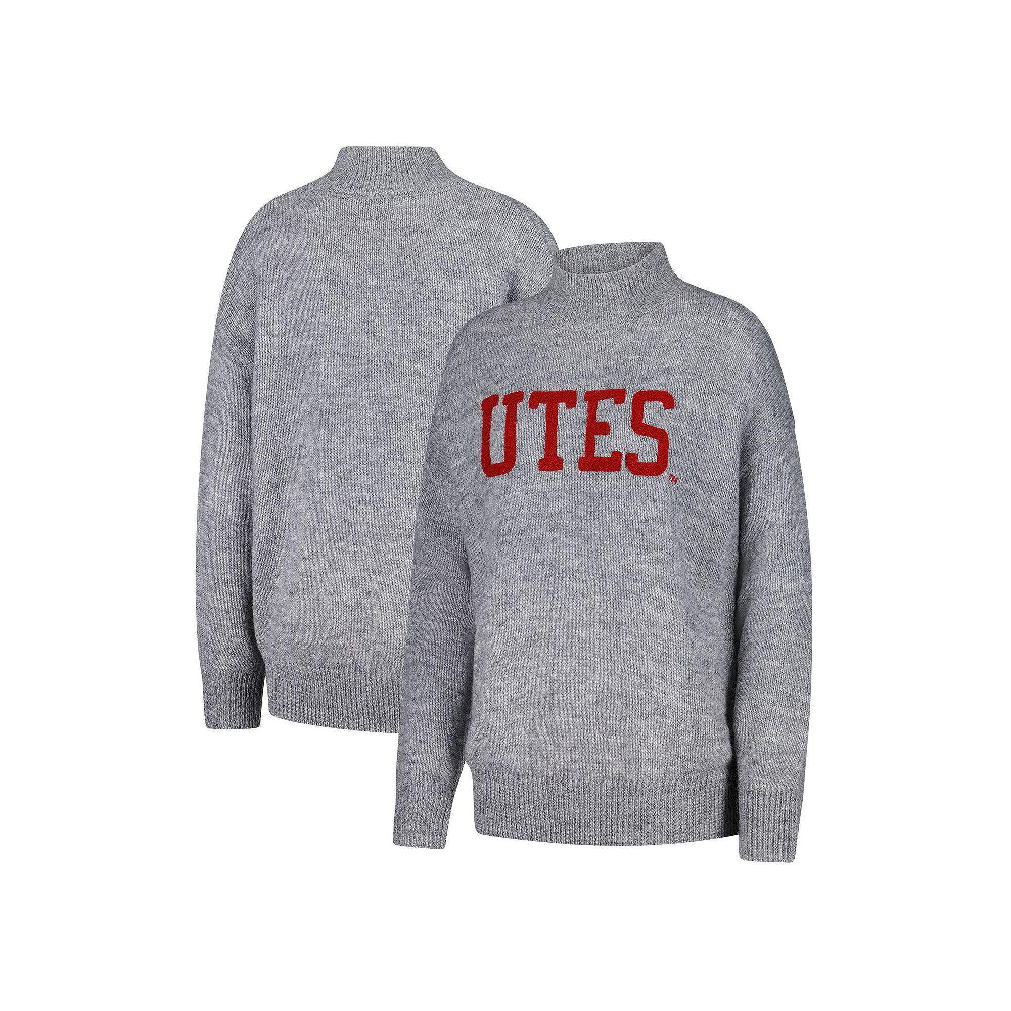 Women's Gameday Social  Gray Utah Utes Oversized Varsity Sweater, Size: Large, Ute Grey Product Image