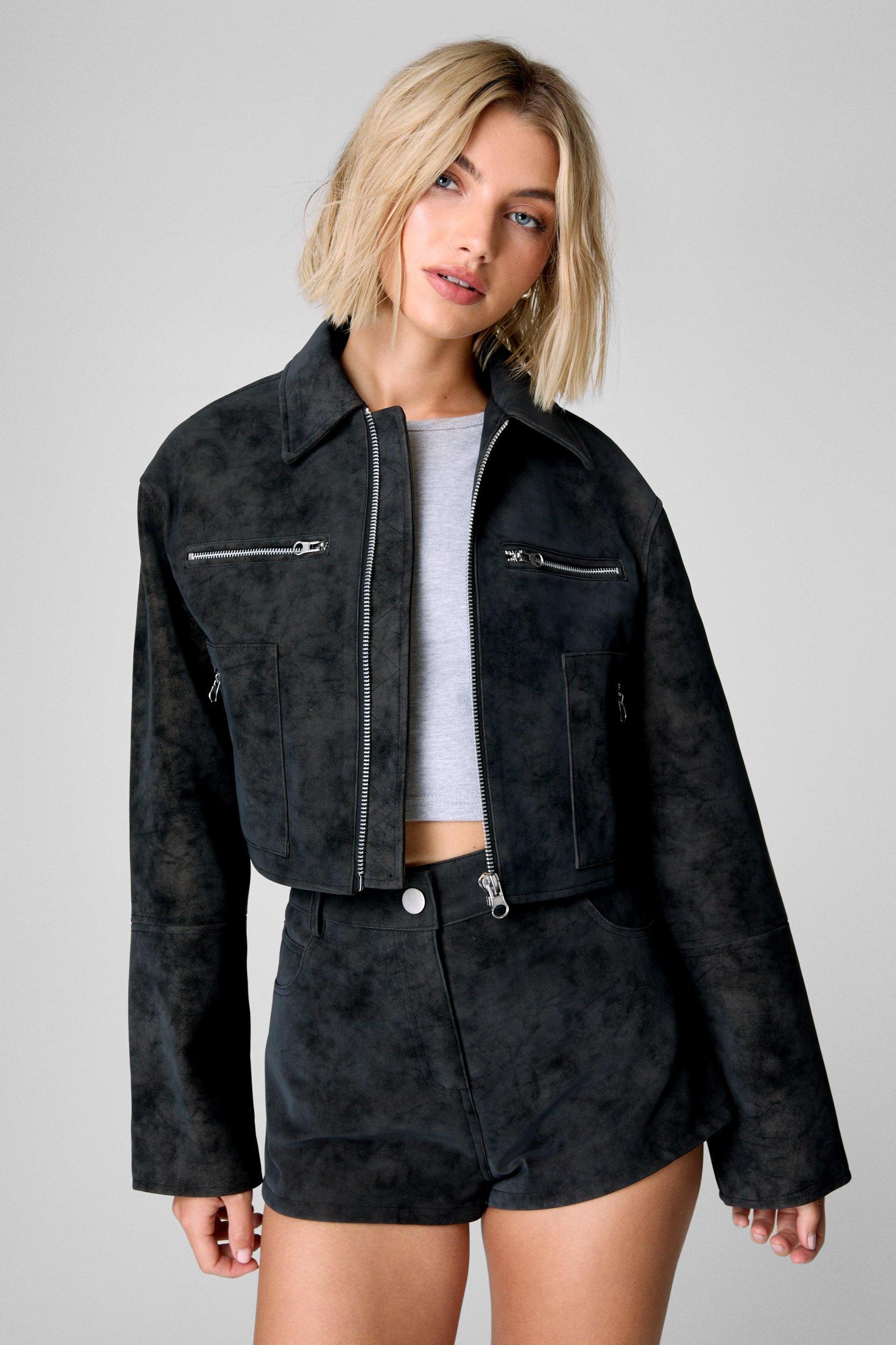 Distressed Faux Leather Hotpant  Product Image