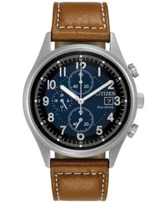 Citizen Eco-Drive Men's Chandler Leather Watch - CA0621-05L, Size: Large, Brown Product Image