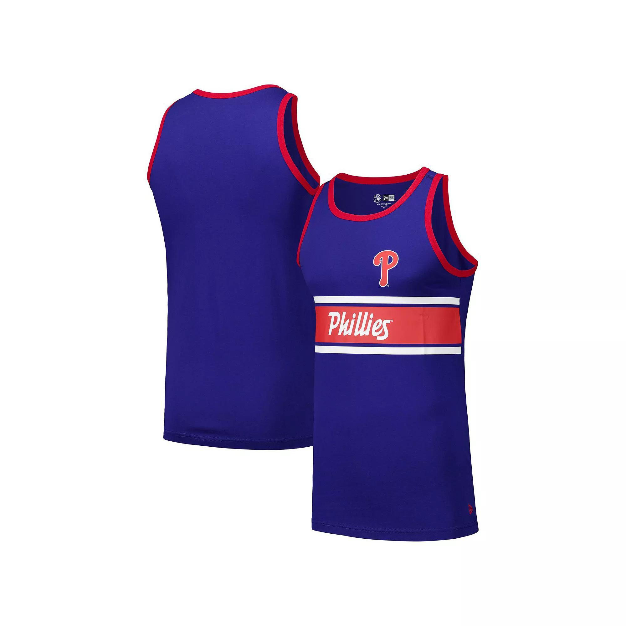 Men's New Era Royal Philadelphia Phillies Jersey Ringer Tank Top, Size: 2XL, Blue Product Image
