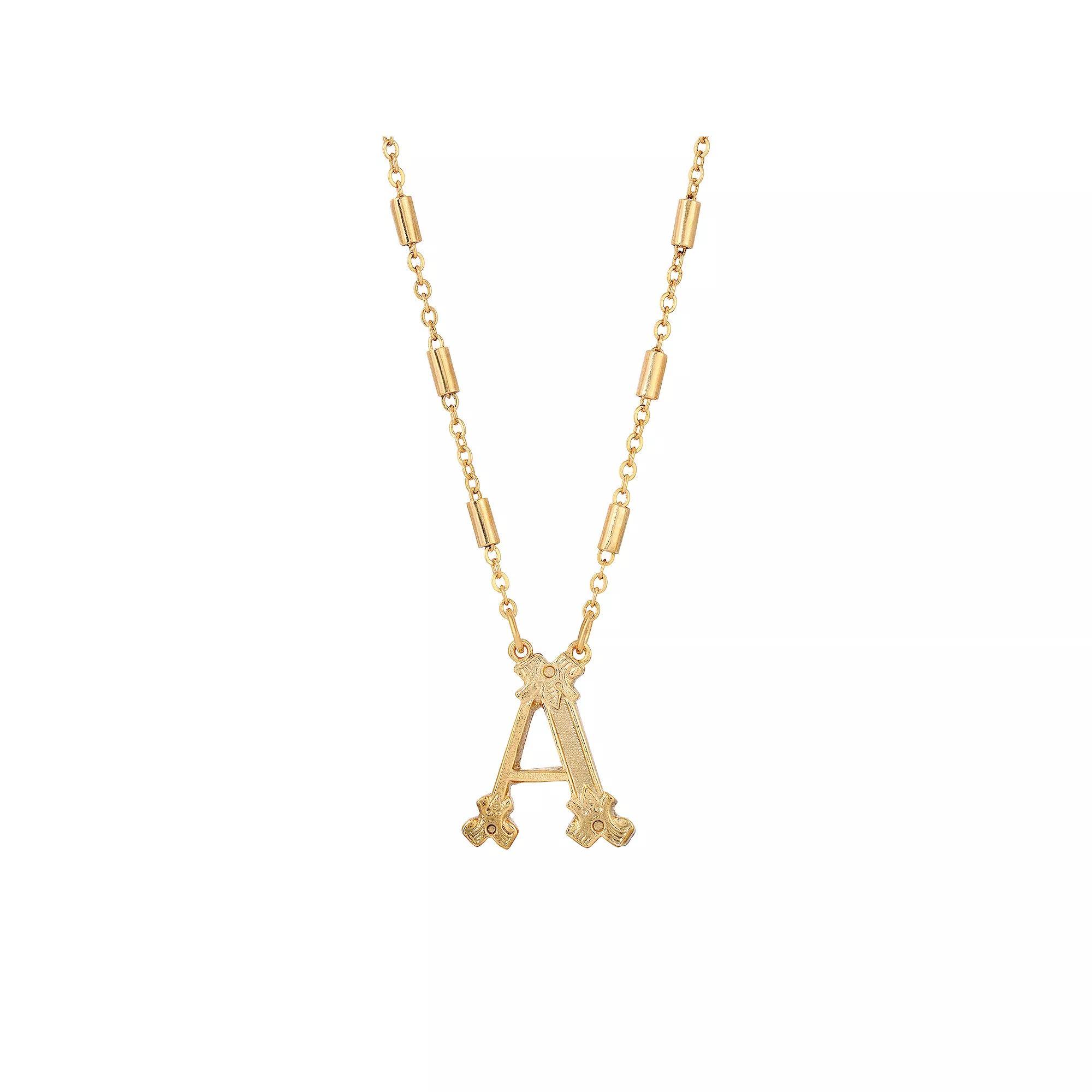 1928 Gold Tone Initial Necklace, Womens, Yellow L Product Image
