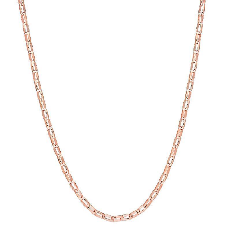 Stella Grace Sterling Silver 2 mm Fancy Rectangular Rolo Chain Necklace, Womens 18k Pink Plated Product Image