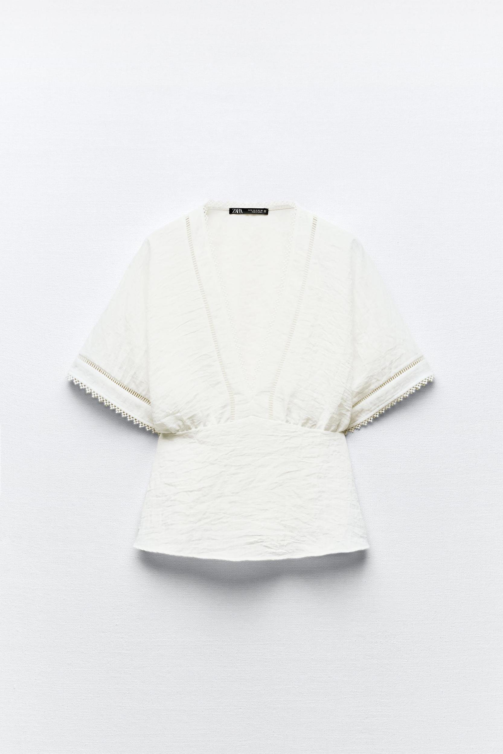 KIMONO TOP WITH LACE INSERTS Product Image