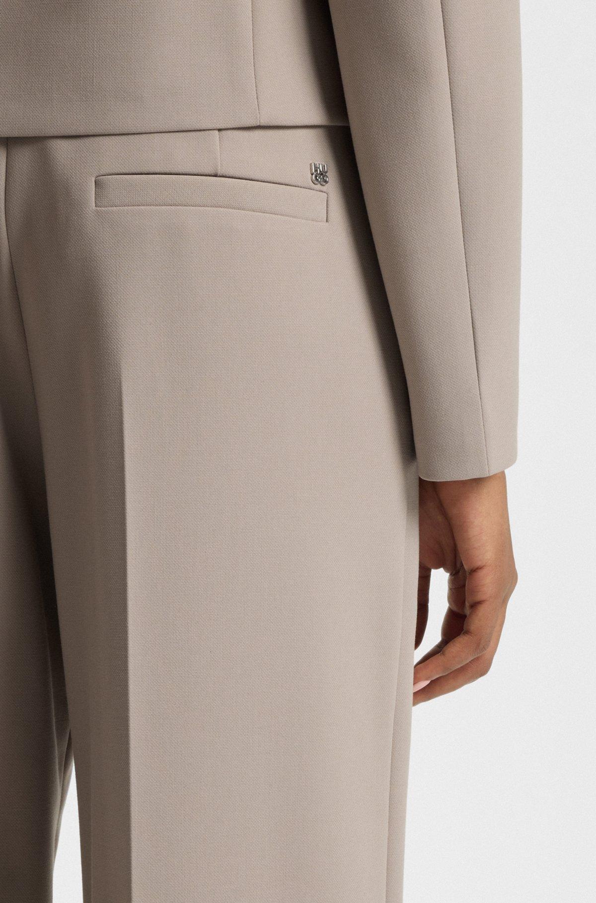 Regular-fit pants with wide leg in stretch fabric Product Image