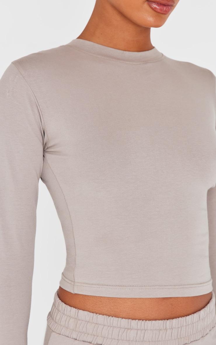 Grey Ruched Long Sleeve Long Top Product Image