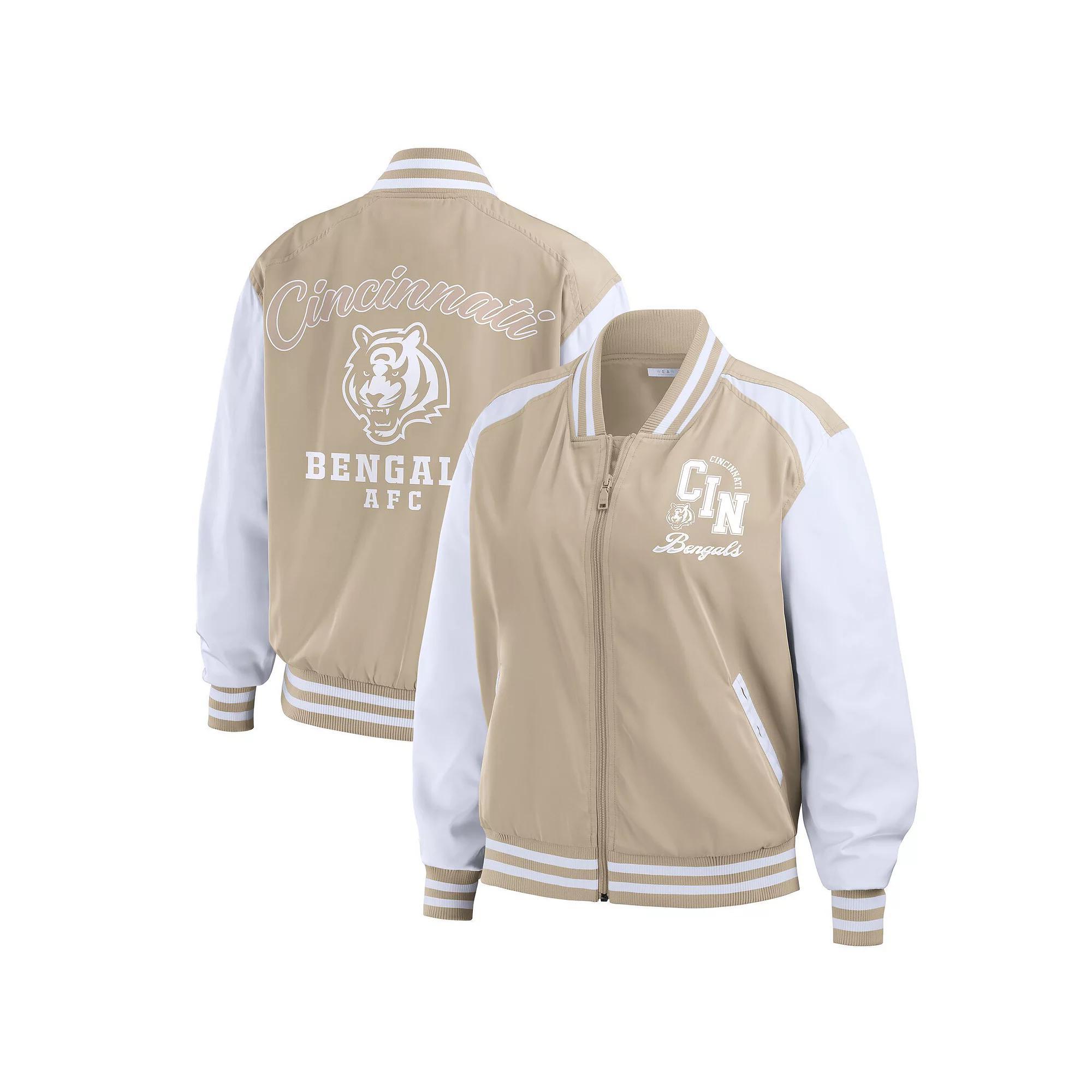 Women's WEAR by Erin Andrews Tan Cincinnati Bengals Tonal Full-Zip Bomber Jacket Tonal Full-Zip Bomber Jacket, Size: Small, Team Product Image