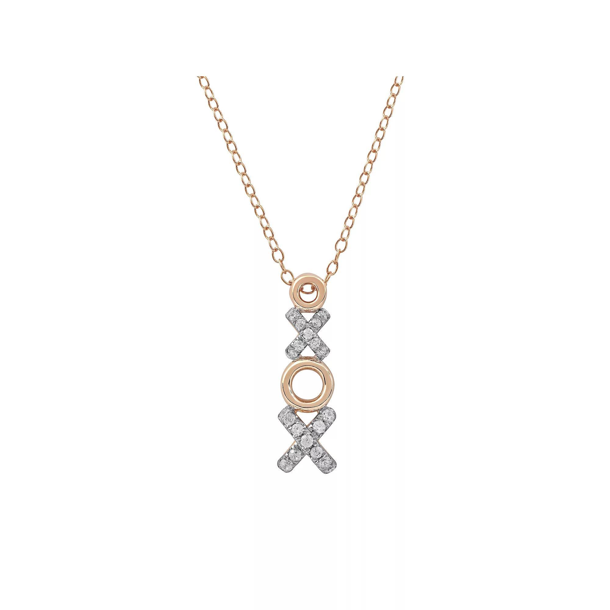 DeCouer Sterling Silver 1/4 Carat T.W. Diamond "XO" Pendant Necklace, Women's, Size: 18", Rose Gold Tone Product Image