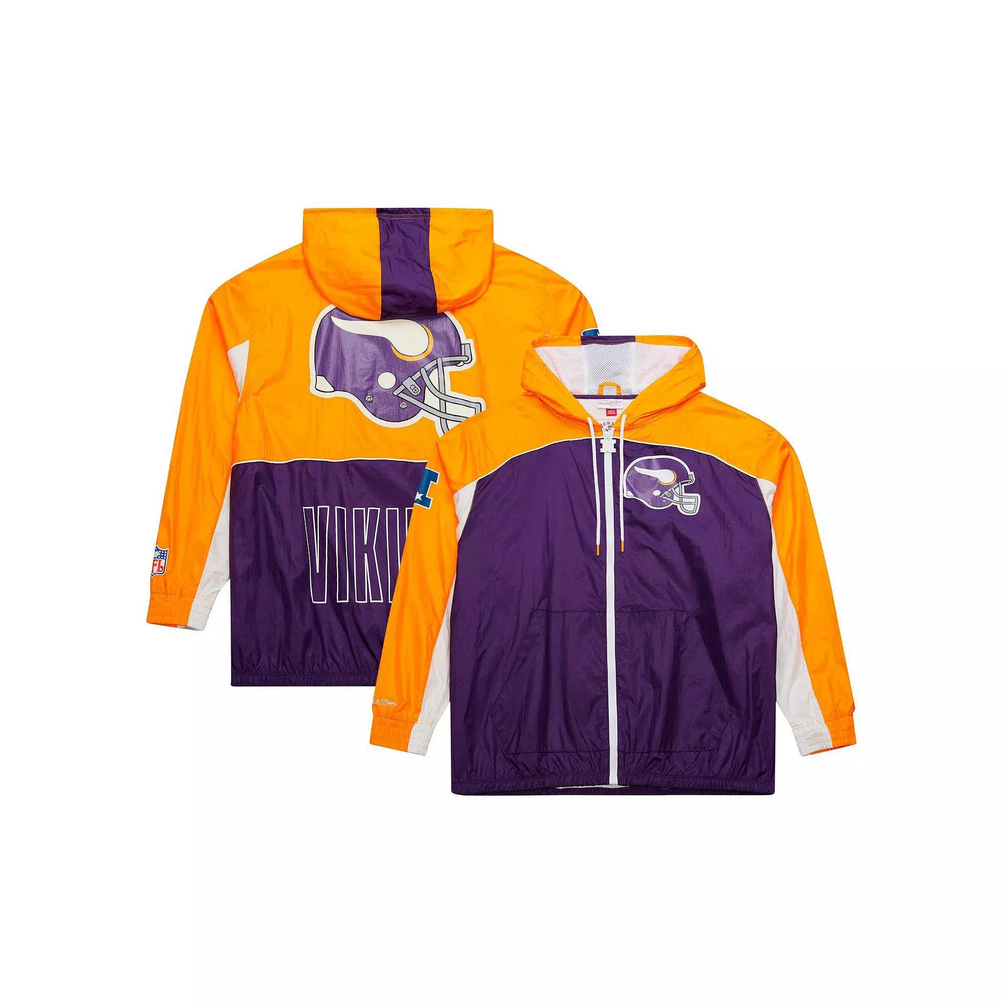 Men's Mitchell & Ness White Minnesota Vikings Big Shot Premium Full-Zip Windbreaker, Size: Medium Product Image
