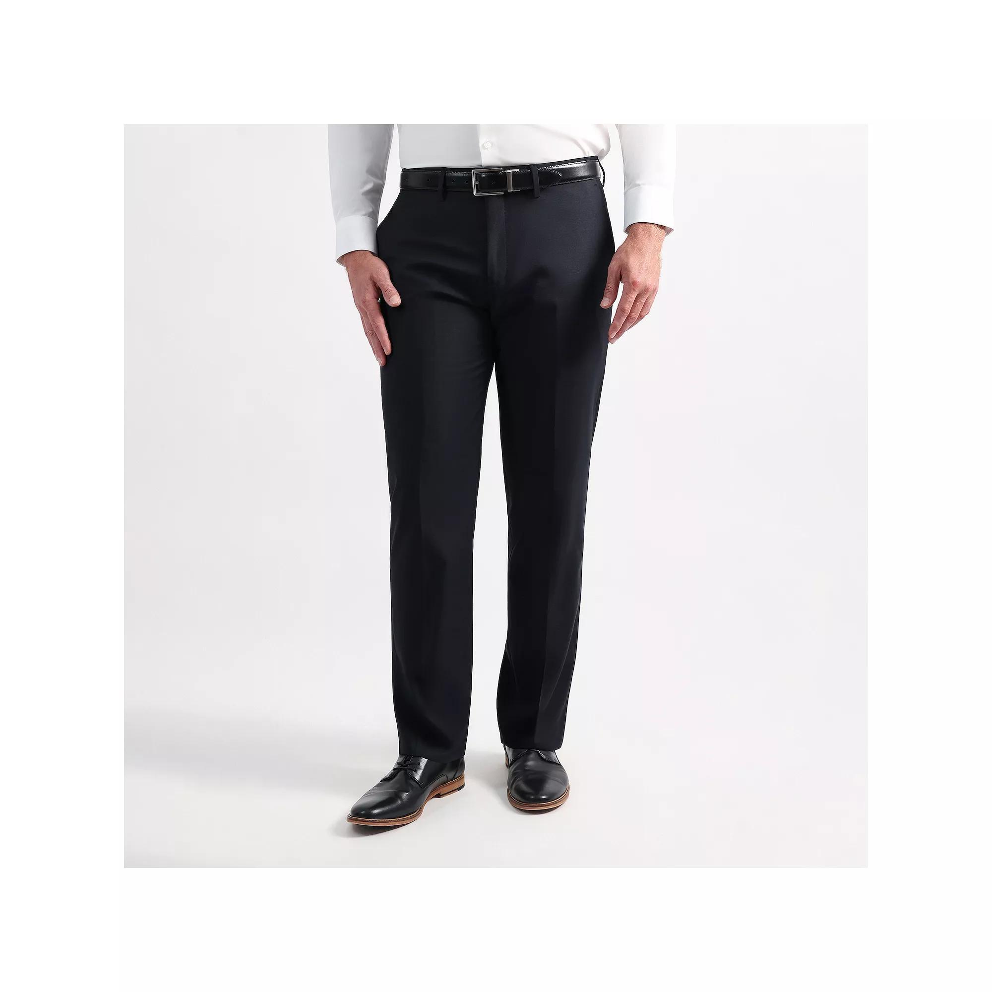 Men's Haggar® Windowpane Tailored-Fit Flat-Front Dress Pants, Size: 38X30, Blue Product Image