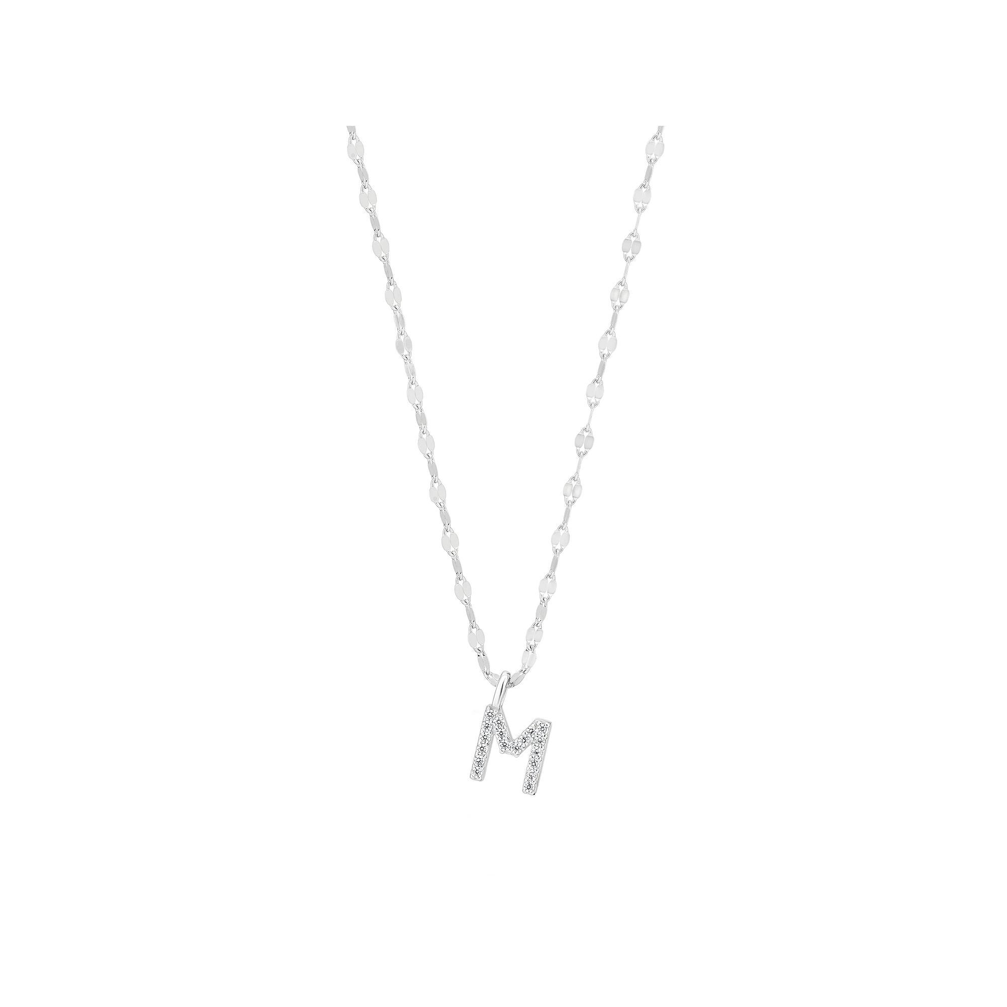Judy Crowell Sterling Silver Cubic Zirconia Pave Mirror Chain Initial Necklace, Women's, Size: 18" Product Image