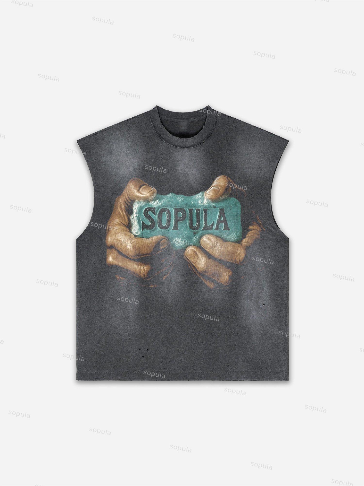Future World Brainstorming Graphic Print Distressed Tank Top Product Image