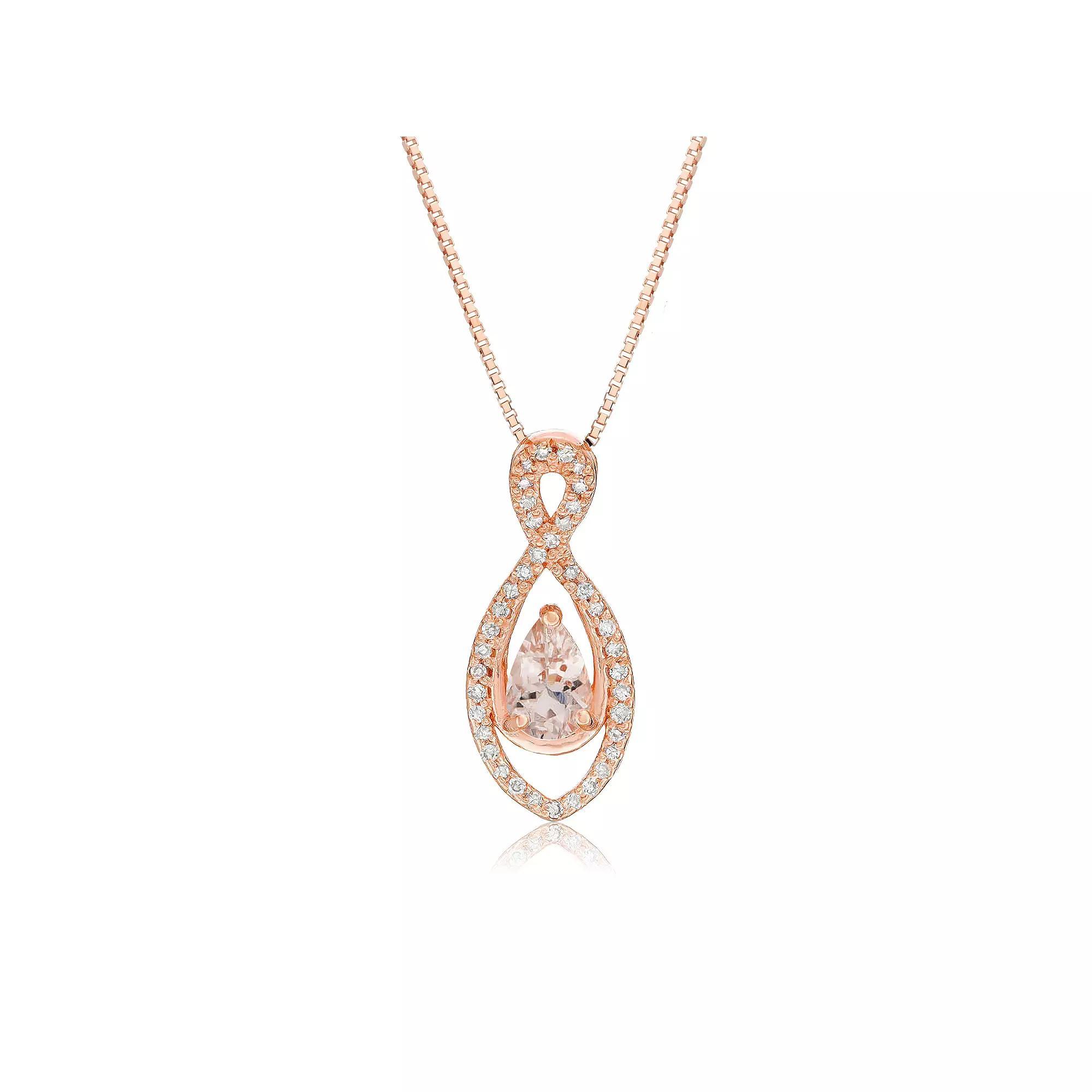 Gemminded 10k Rose Gold Morganite & 1/8 Carat T.W. Diamond Infinity Pendant Necklace, Women's, Size: 18", 10k Pink Product Image