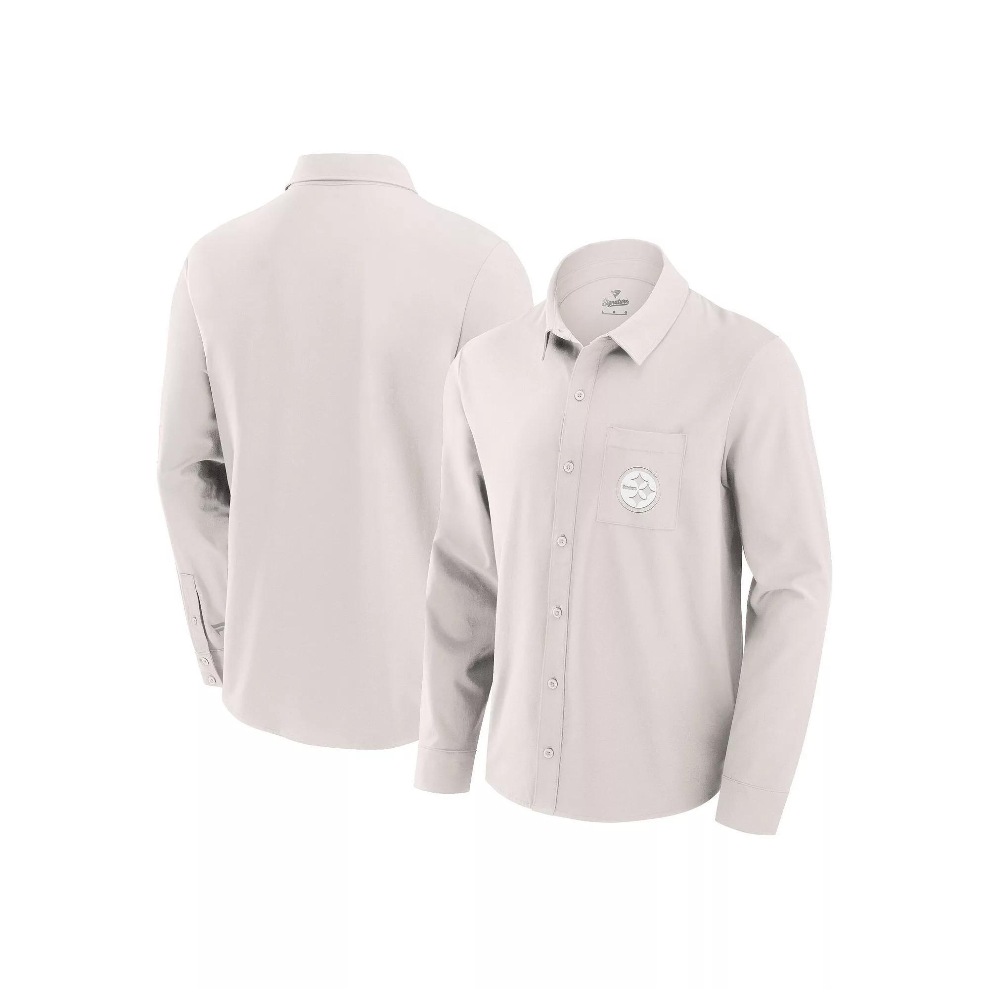 Men's Fanatics Cream Pittsburgh Steelers Front Office Long Sleeve Button-Up Shirt, Size: 4XL, Beige Product Image